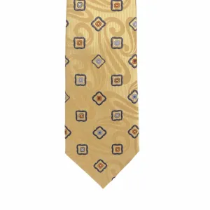 A.Azthom 8cm Golden Parisian flower tie Silk Woven