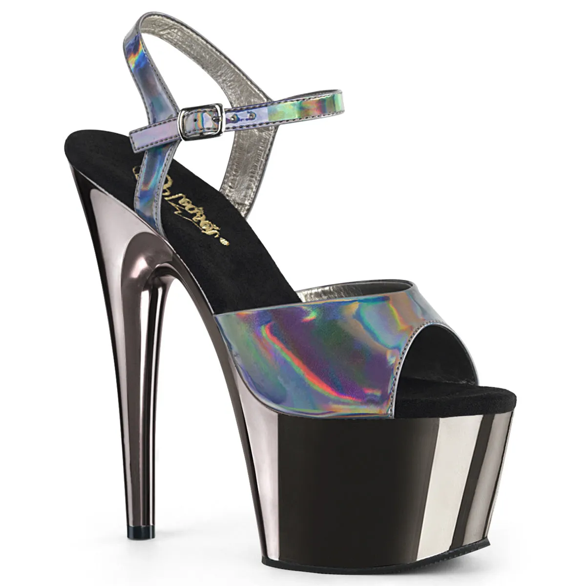 ADORE-709HGCH Chrome Pewter Hologram Exotic Dancer Shoes