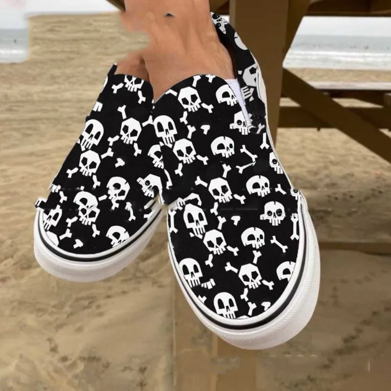 Always Halloween Skull Printed Canvas Design Shoes