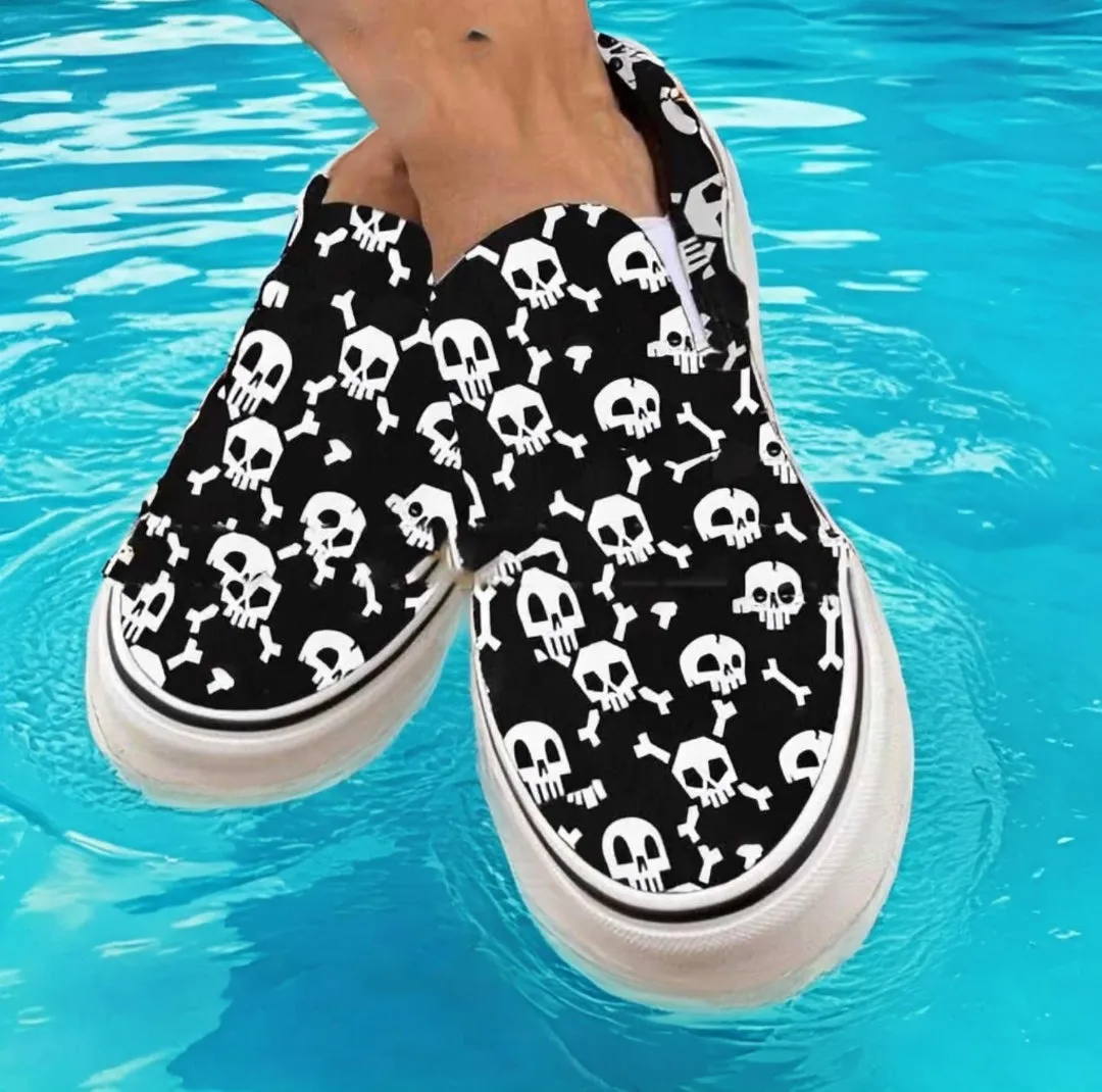 Always Halloween Skull Printed Canvas Design Shoes