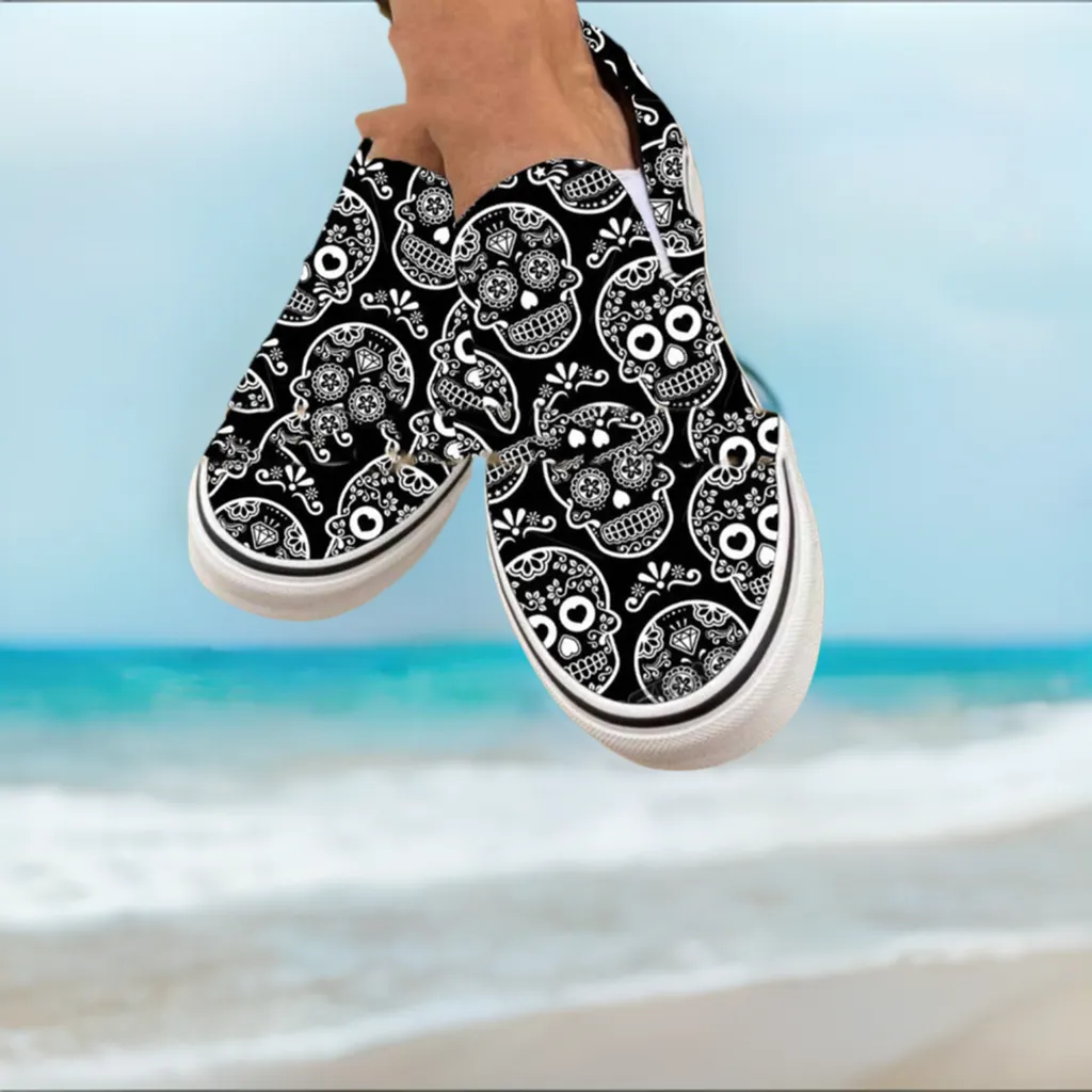 Always Halloween Skull Printed Canvas Design Shoes