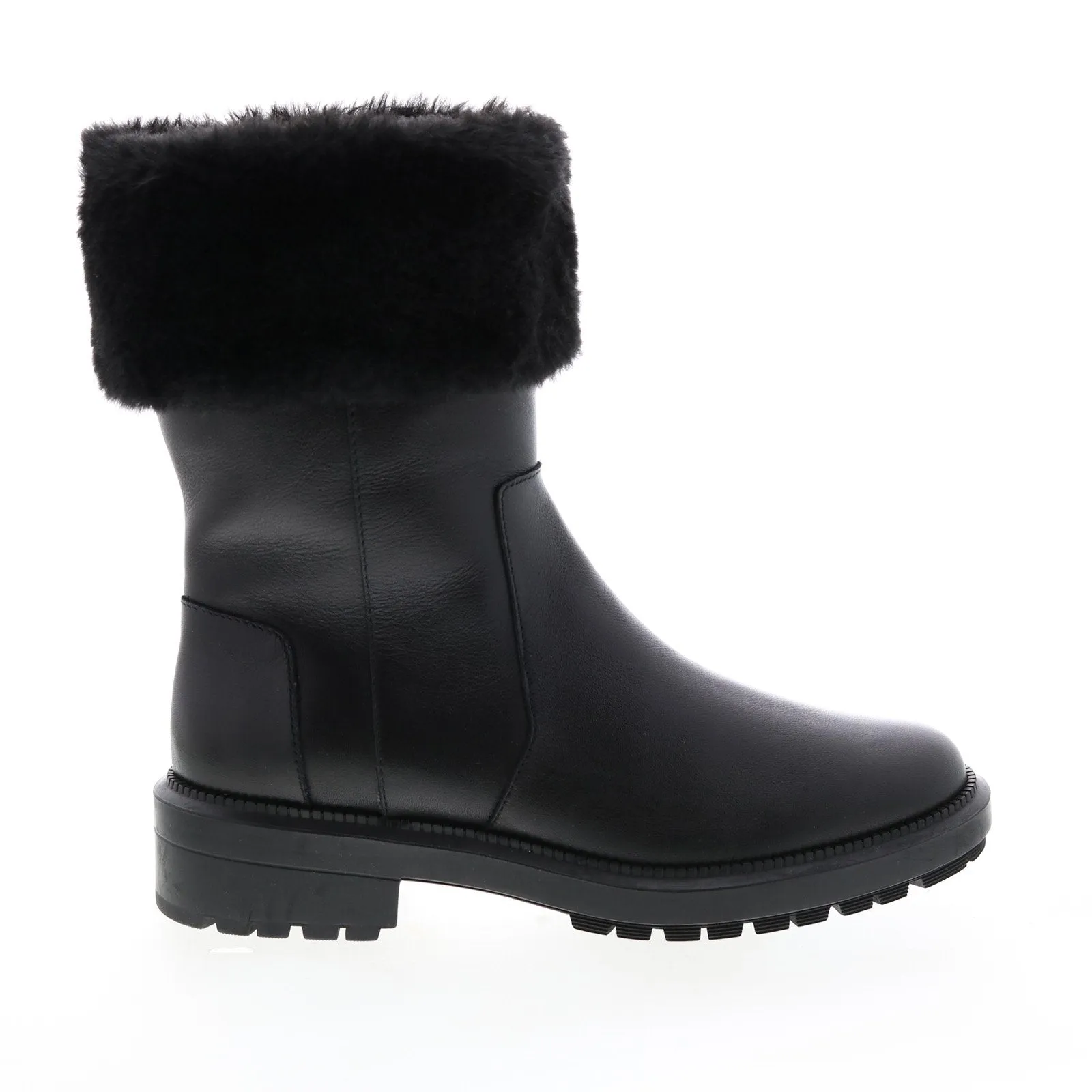 Aquatalia Lacie Calf Faux Fur 34L3893-BBK Womens Black Leather Zipper Casual Dress Boots