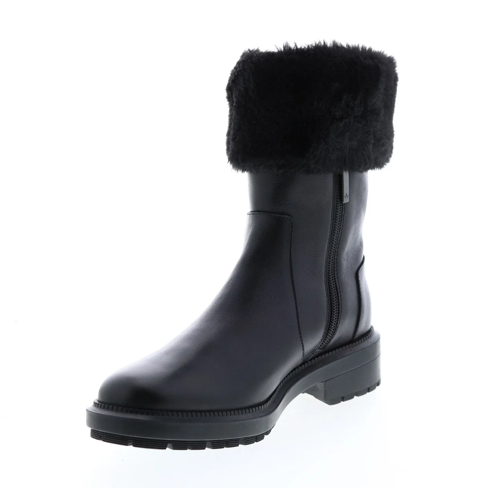 Aquatalia Lacie Calf Faux Fur 34L3893-BBK Womens Black Leather Zipper Casual Dress Boots