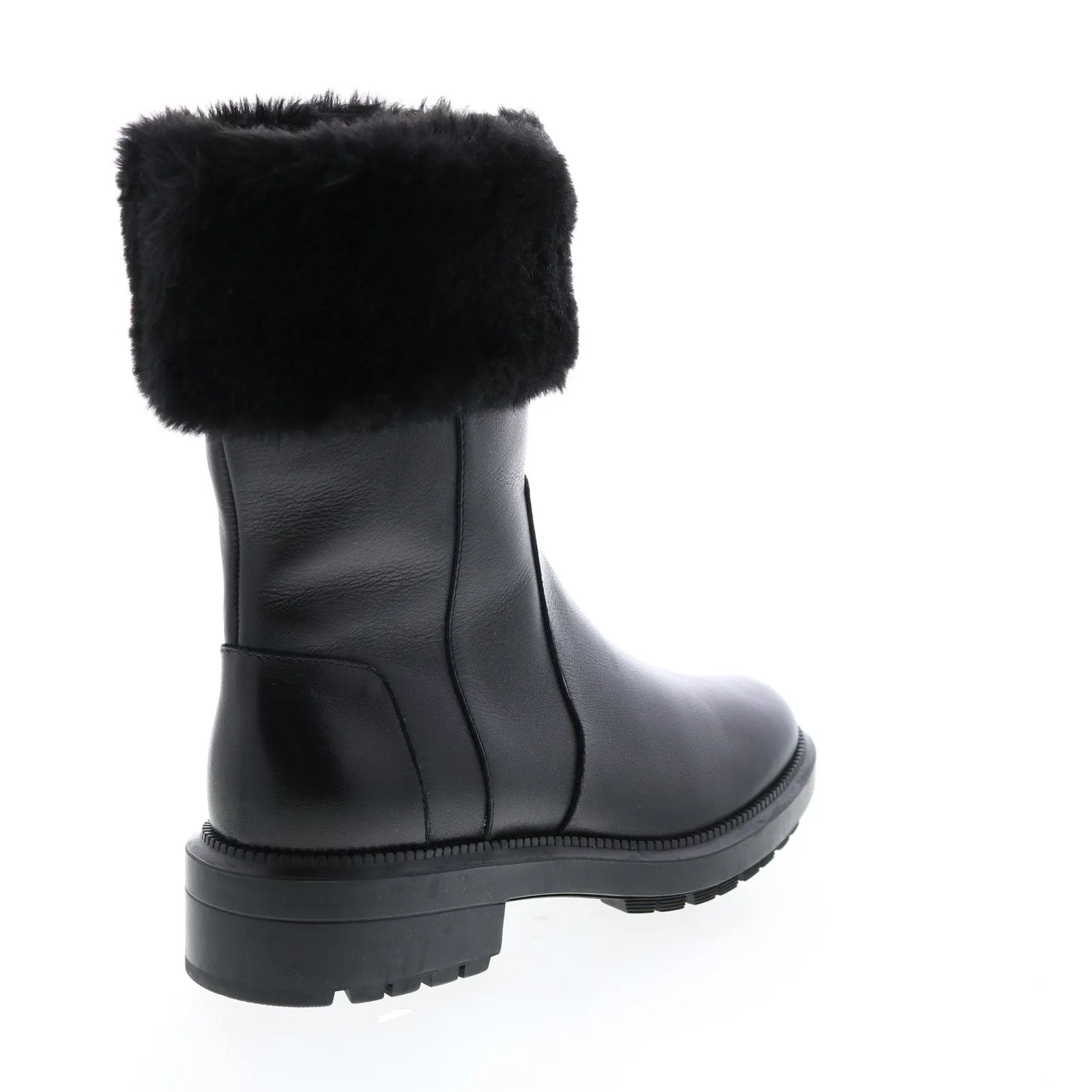 Aquatalia Lacie Calf Faux Fur 34L3893-BBK Womens Black Leather Zipper Casual Dress Boots