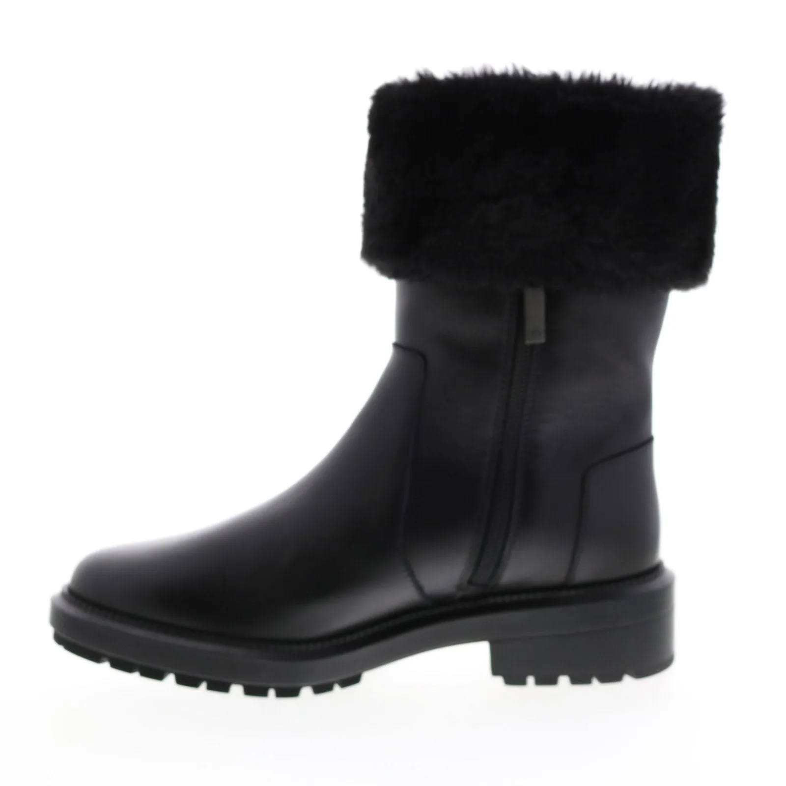 Aquatalia Lacie Calf Faux Fur 34L3893-BBK Womens Black Leather Zipper Casual Dress Boots