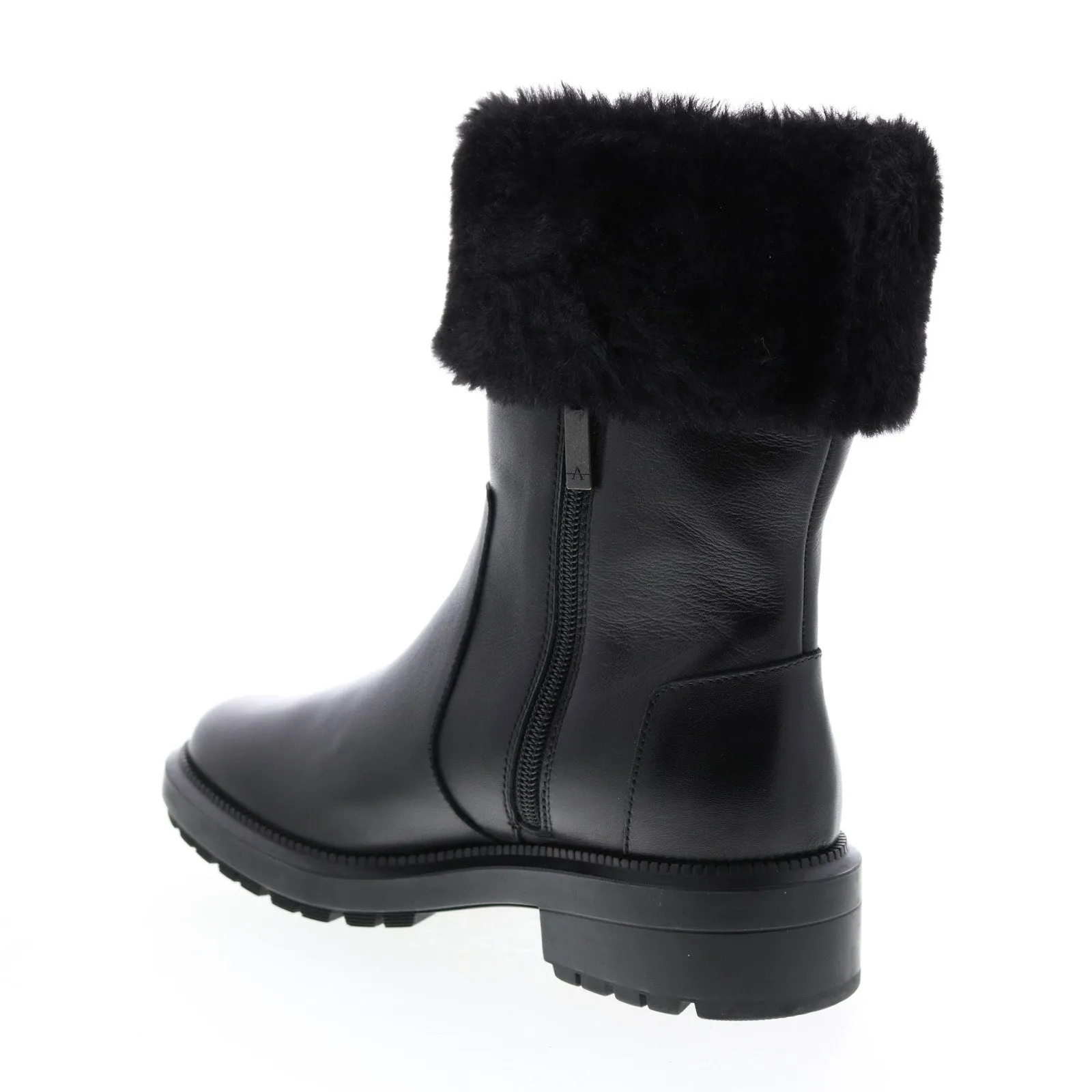 Aquatalia Lacie Calf Faux Fur 34L3893-BBK Womens Black Leather Zipper Casual Dress Boots