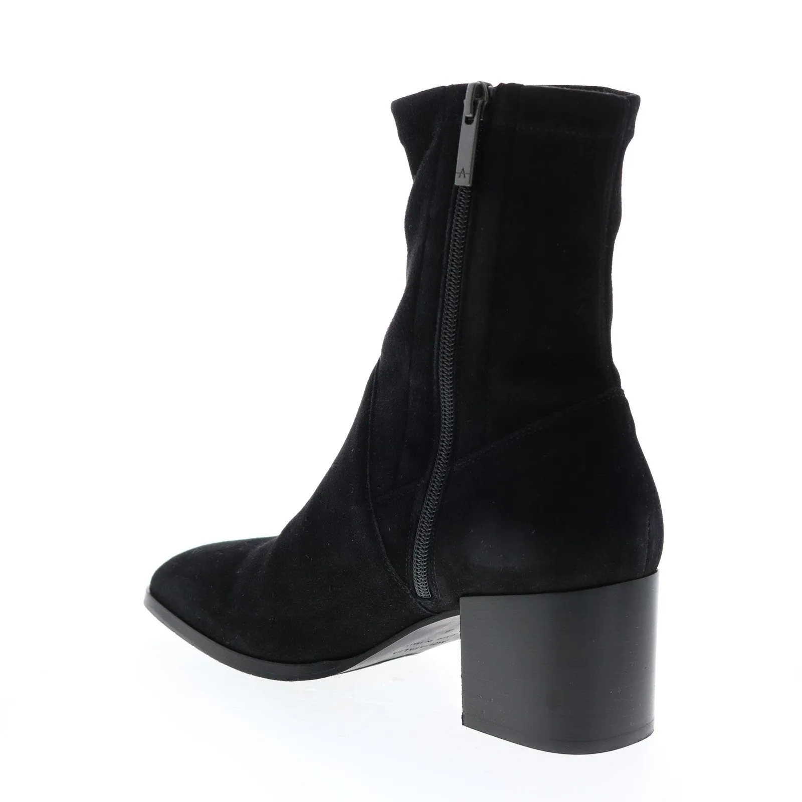 Aquatalia Tia Stretch Suede 34L3219-BLK Womens Black Suede Zipper Ankle & Booties Boots