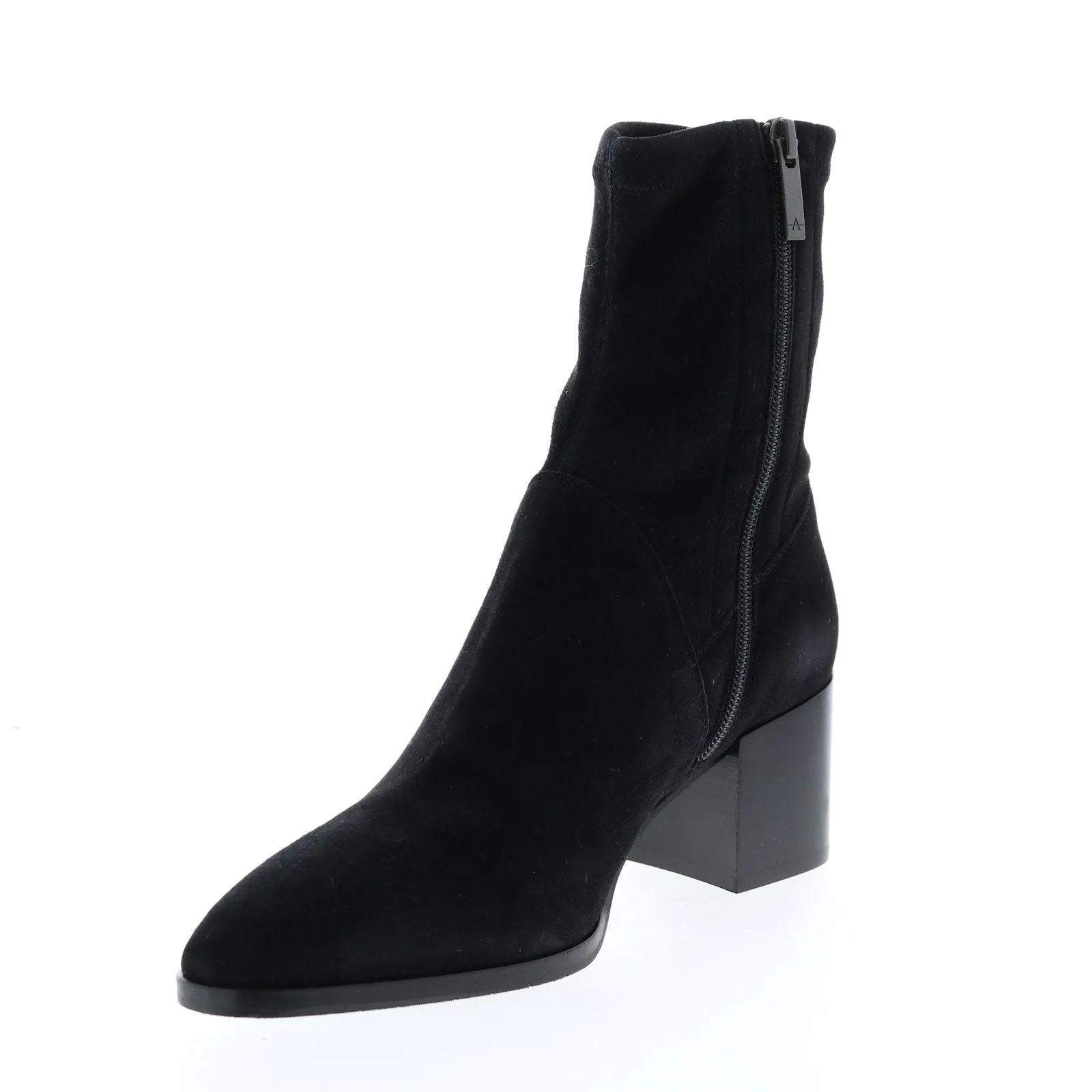 Aquatalia Tia Stretch Suede 34L3219-BLK Womens Black Suede Zipper Ankle & Booties Boots