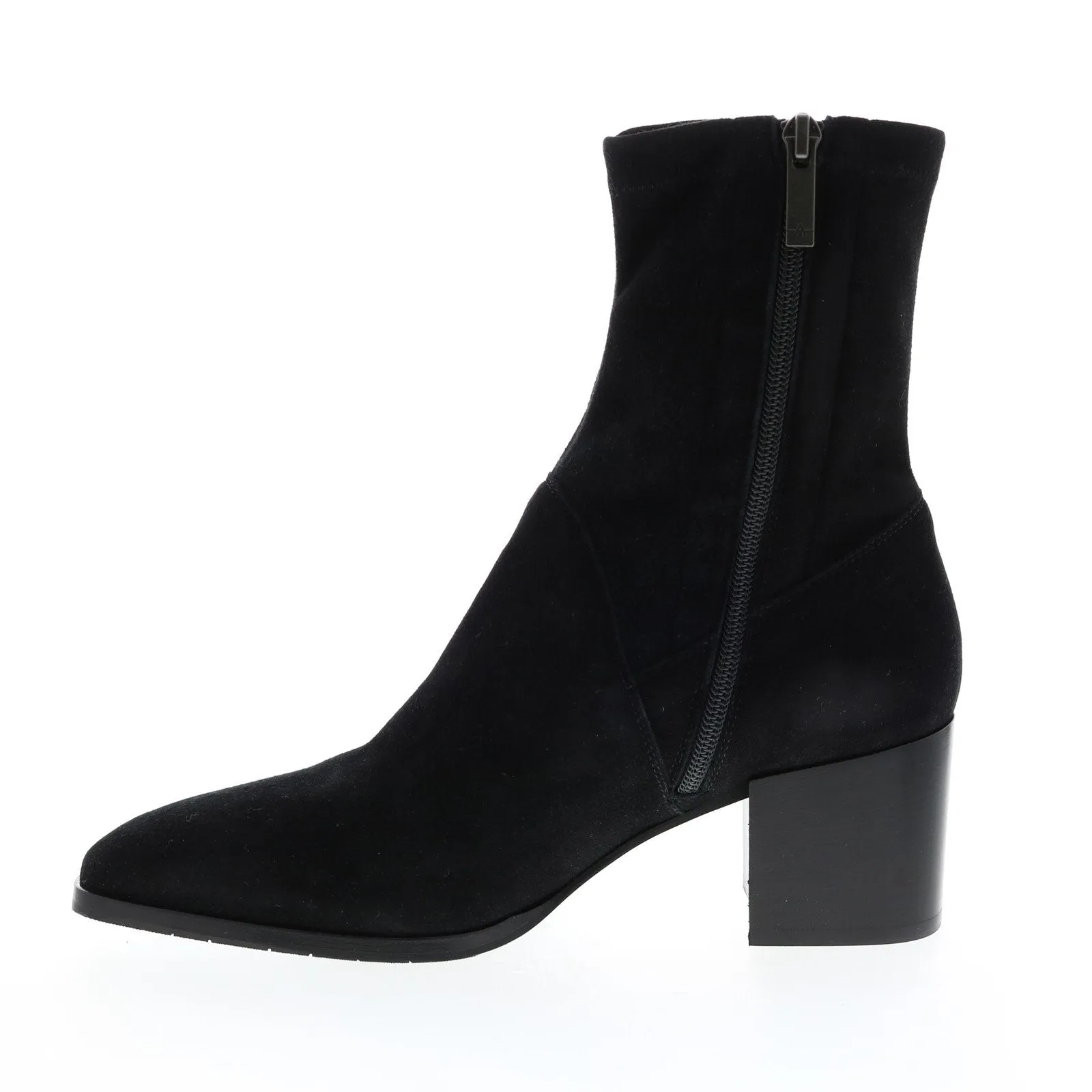 Aquatalia Tia Stretch Suede 34L3219-BLK Womens Black Suede Zipper Ankle & Booties Boots