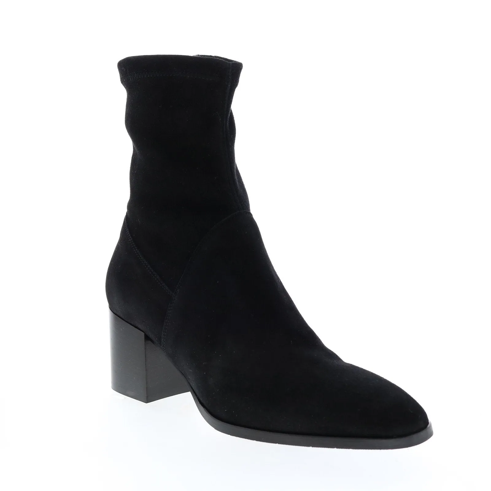 Aquatalia Tia Stretch Suede 34L3219-BLK Womens Black Suede Zipper Ankle & Booties Boots