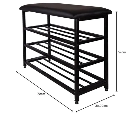 Benesta Shoe Rack Bench - Steel, Black