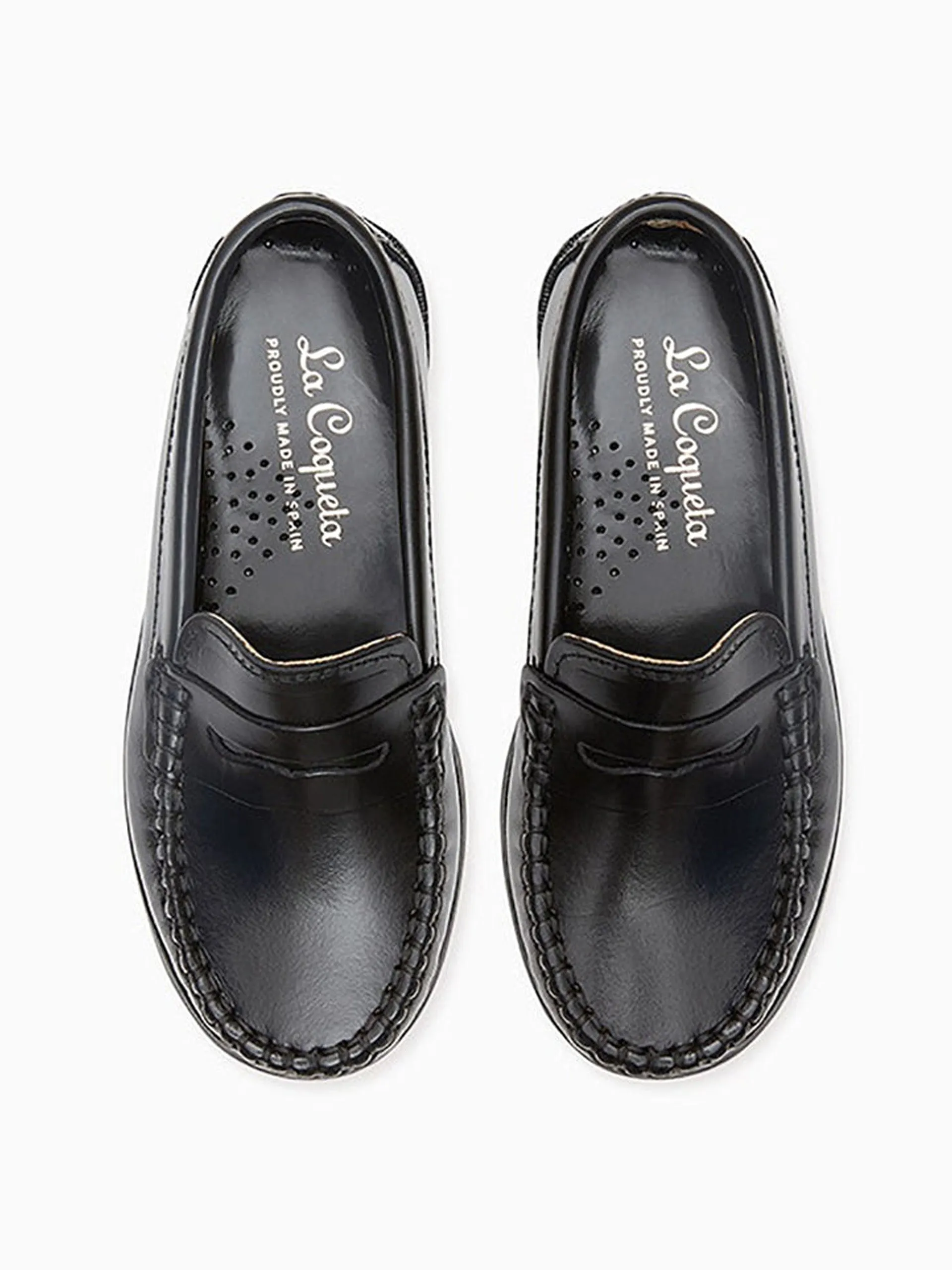 Black leather boy Castellanos loafer shoes