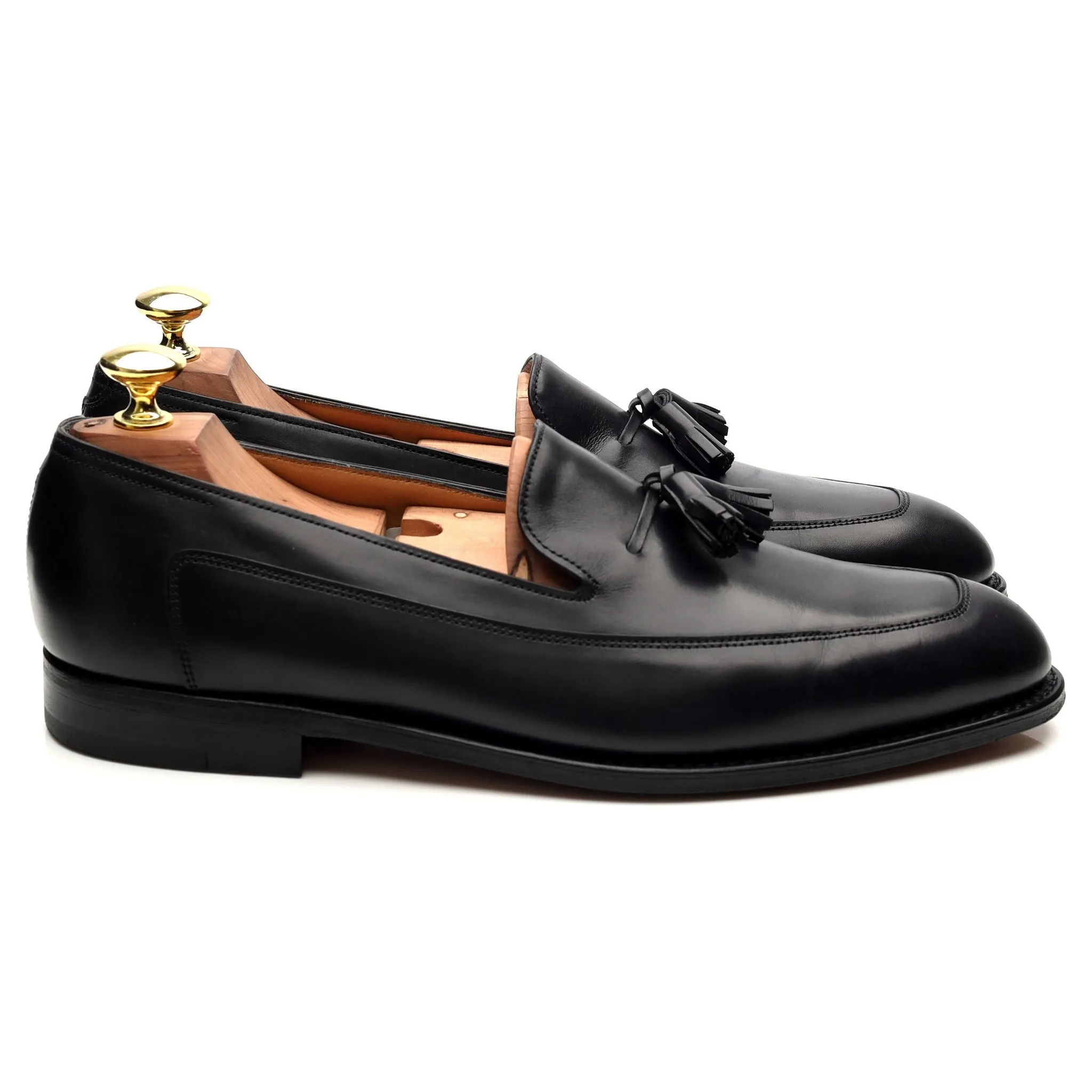 'Buckingham' Black Leather Tassel Loafers UK 7.5 E