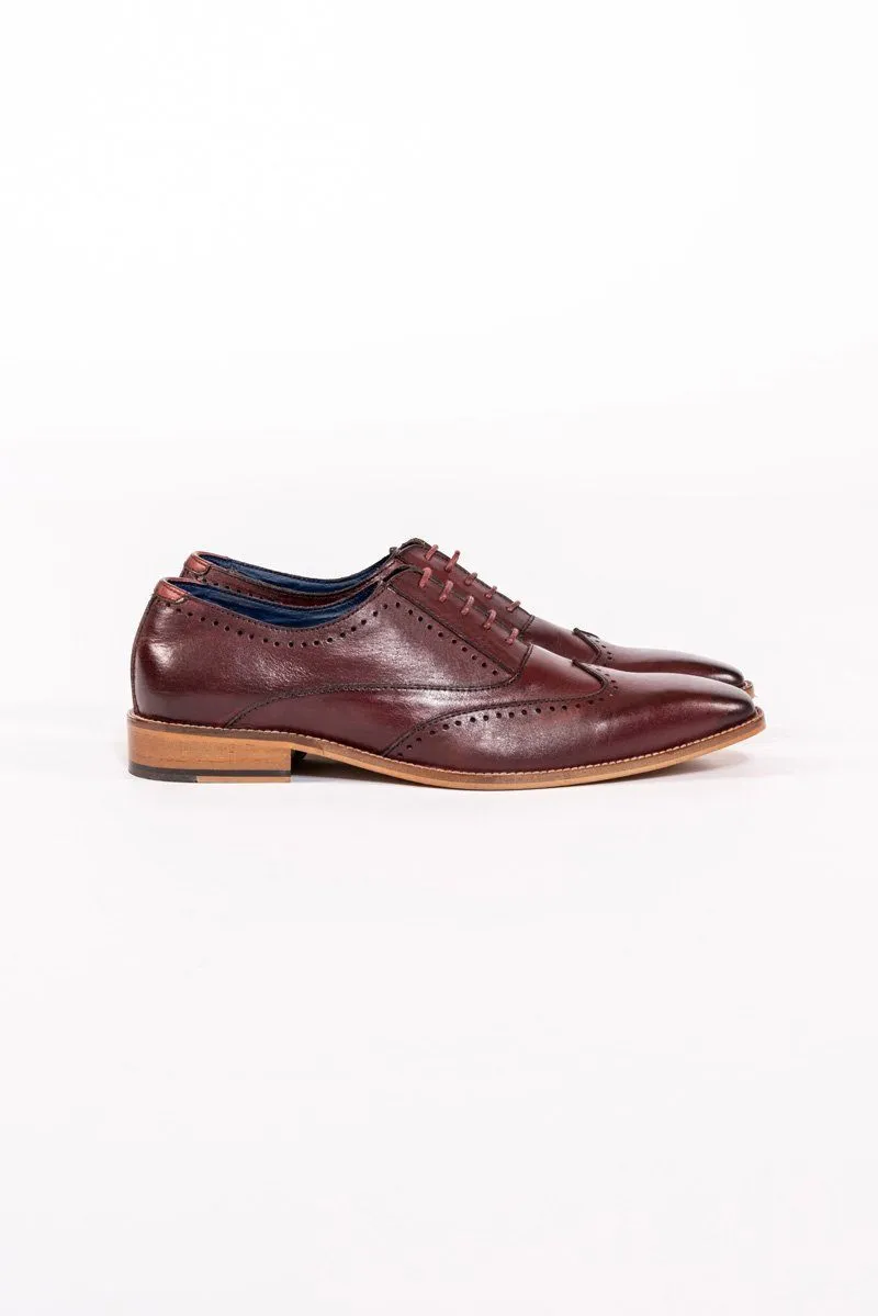 Carson Bordeux Burgundy Wingtip Brogue Shoe :- Mens And Boys Shoes