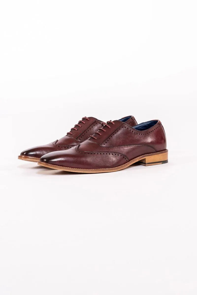 Carson Bordeux Burgundy Wingtip Brogue Shoe :- Mens And Boys Shoes