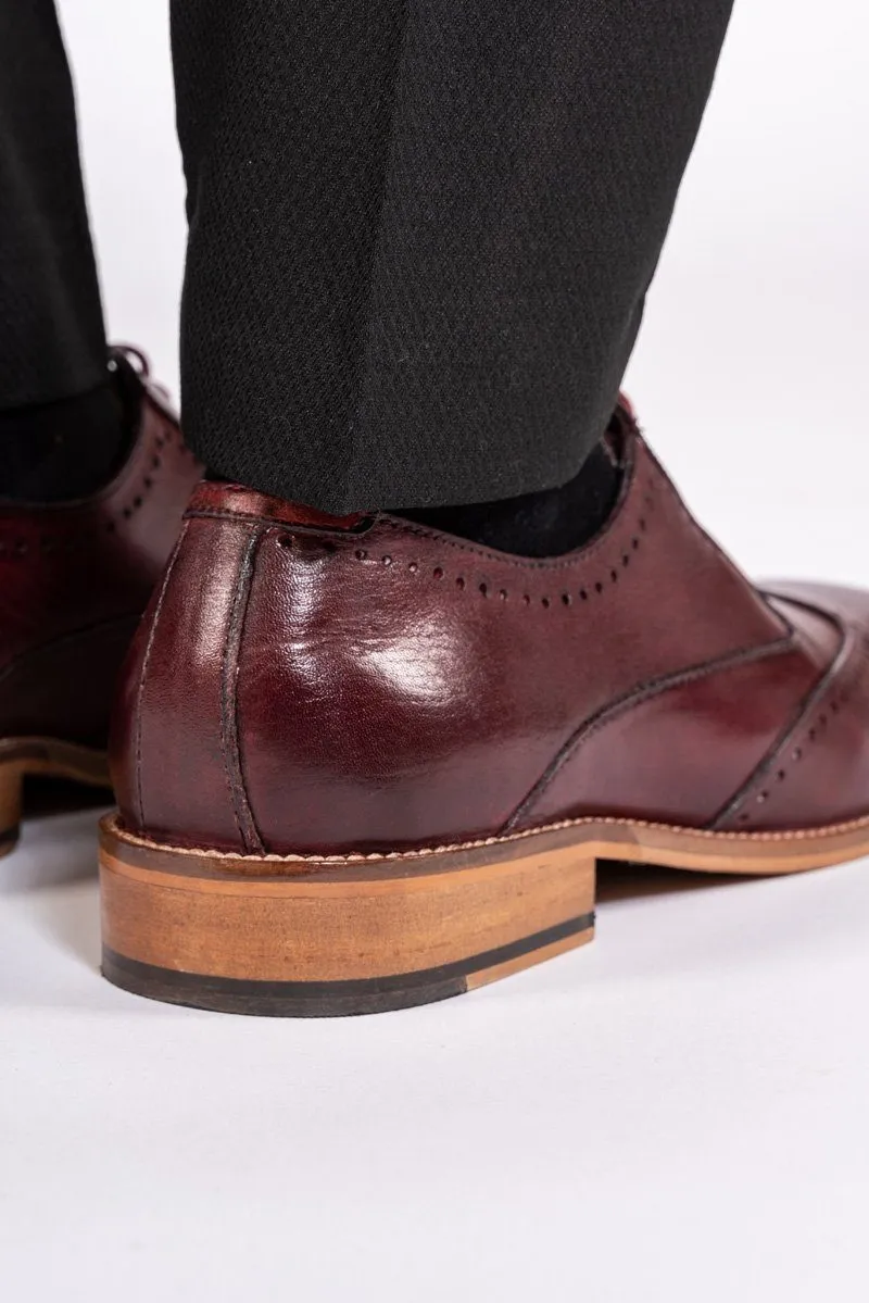 Carson Bordeux Burgundy Wingtip Brogue Shoe :- Mens And Boys Shoes