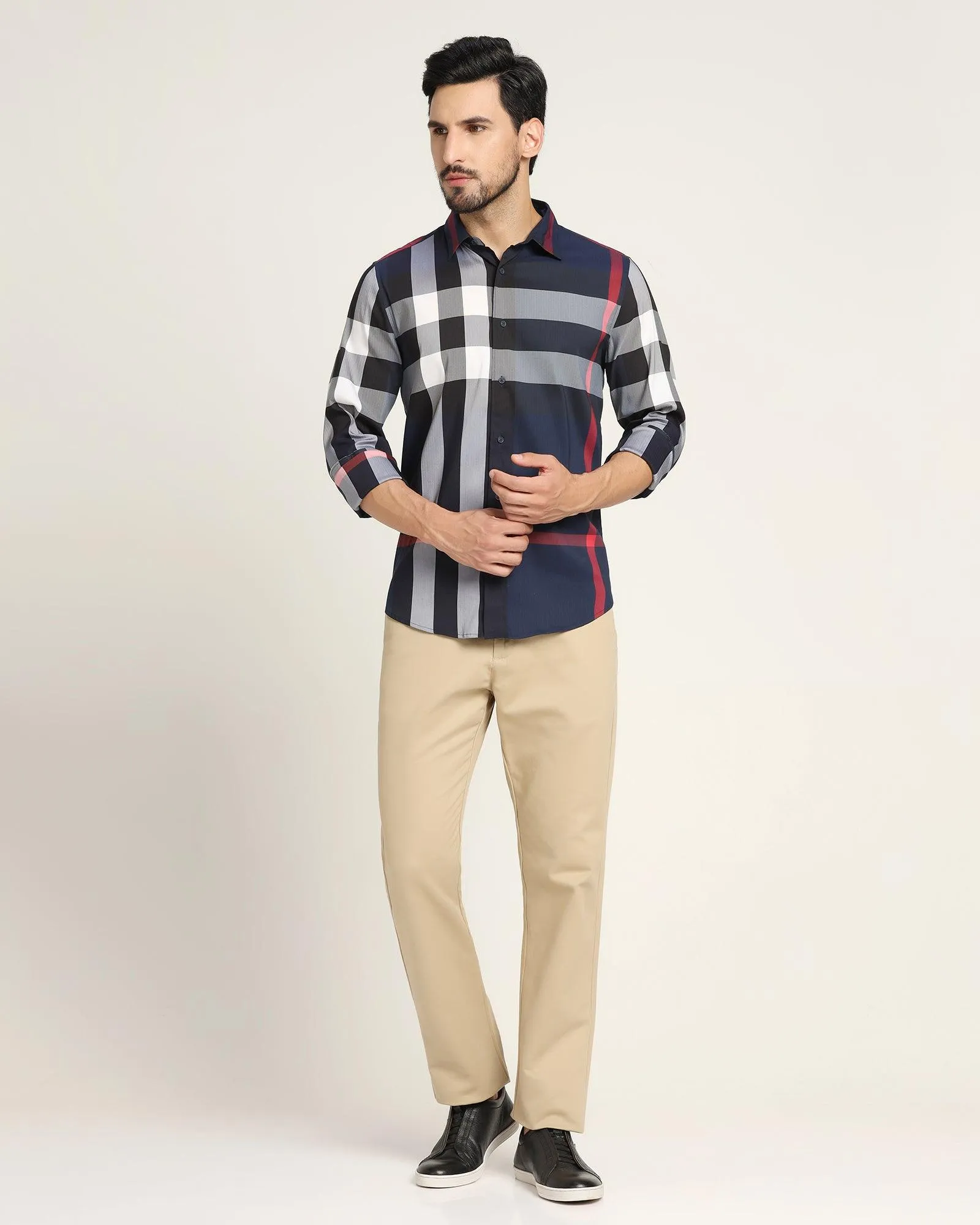 Mens Casual Blue Checked Shirt - Moses Collection