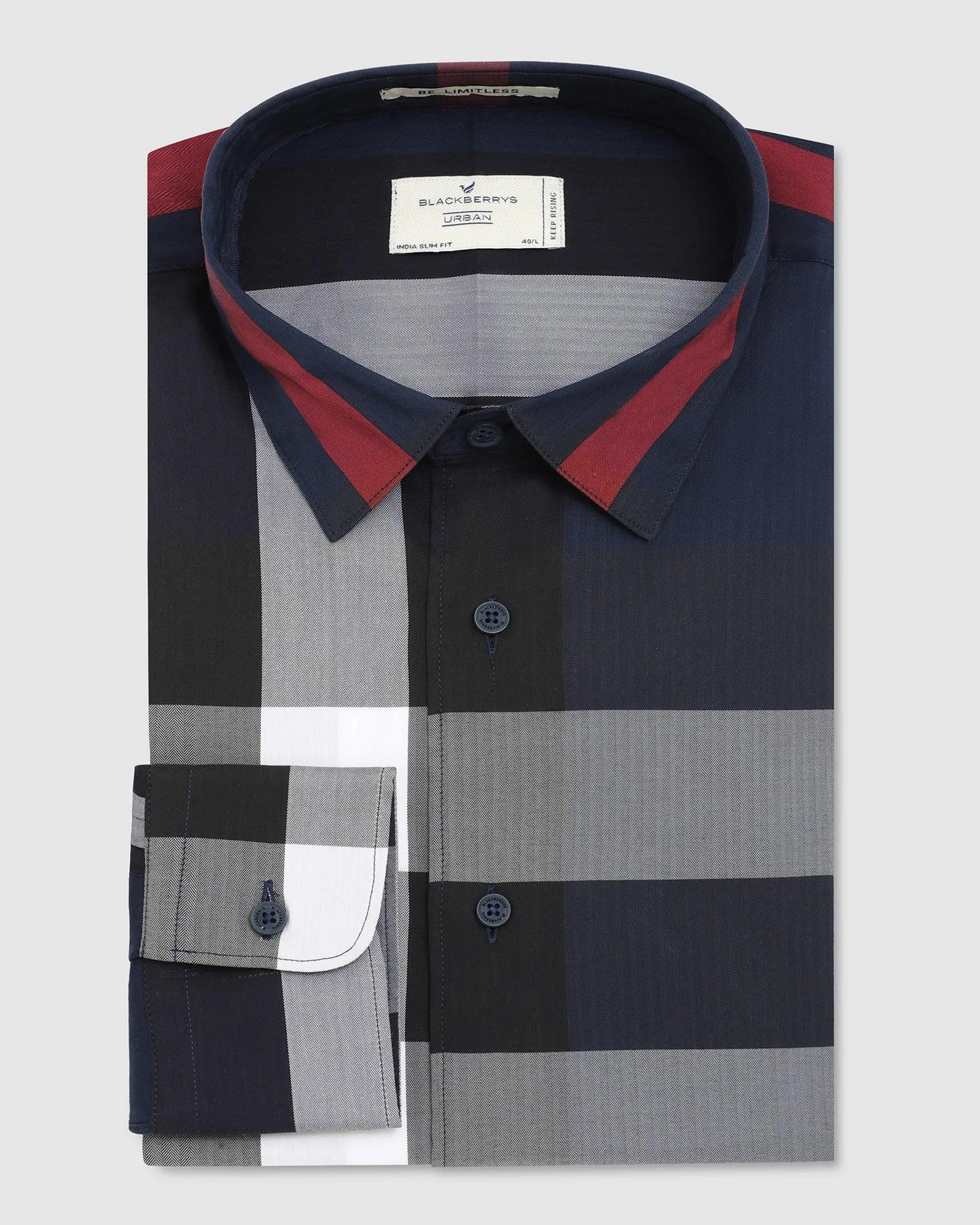 Mens Casual Blue Checked Shirt - Moses Collection