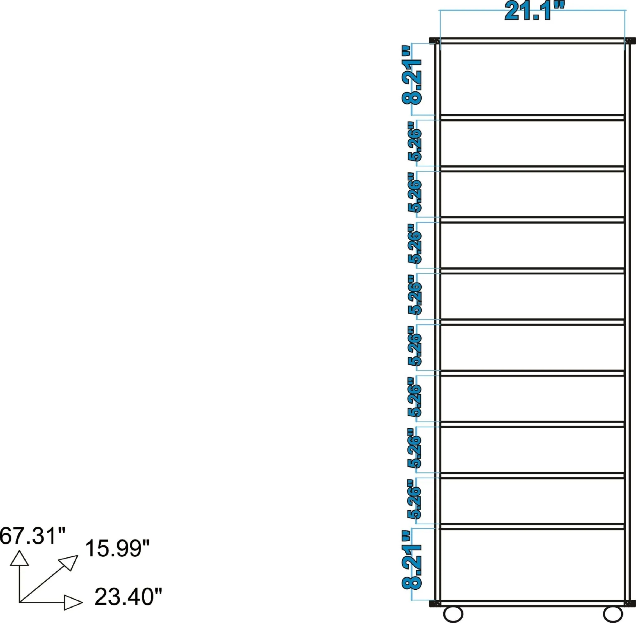 Catalonia Mobile Shoe Closet 1.0 with 10 shelves in White