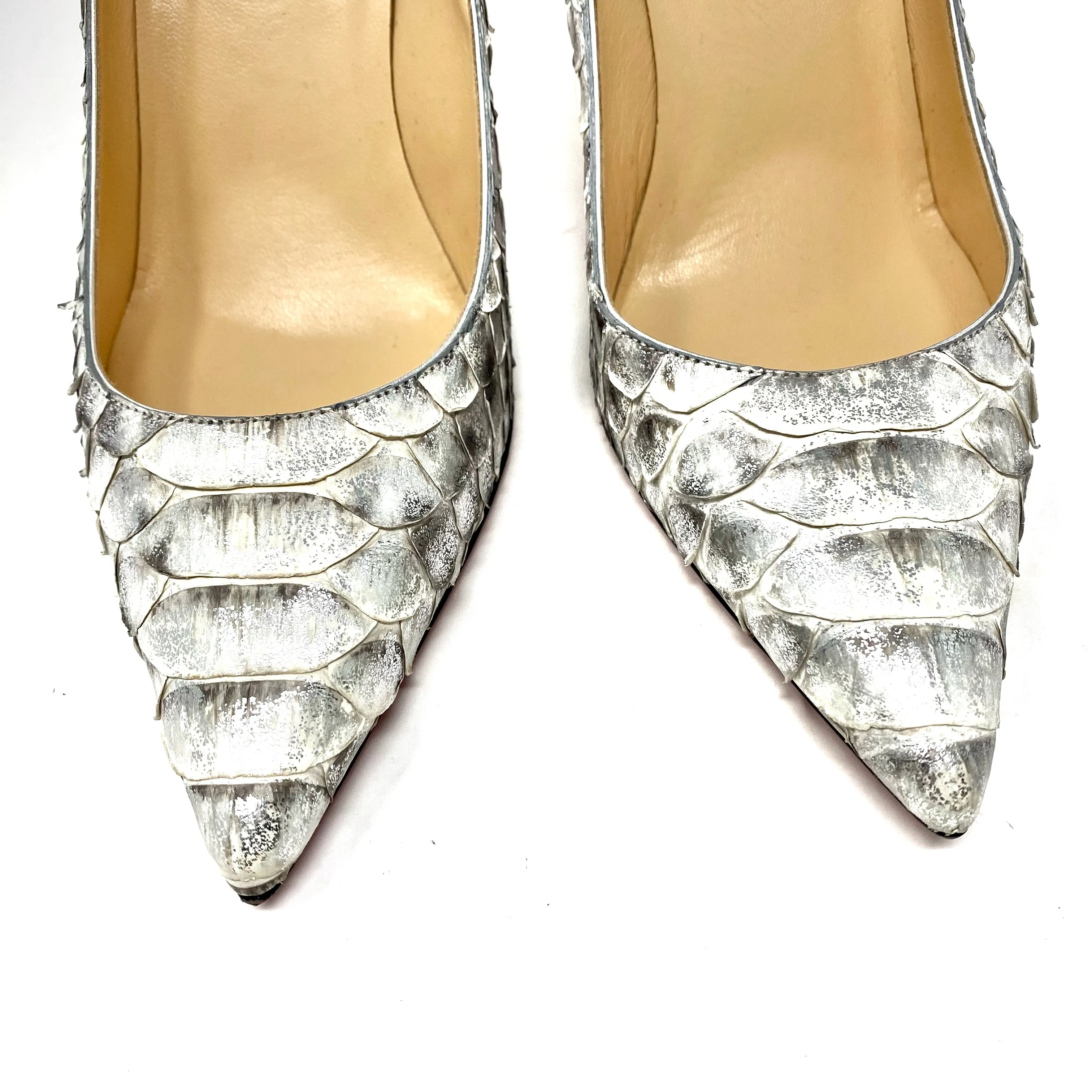 Christian Louboutin Kate 100 Pumps in Silver Python 38 | 7.5