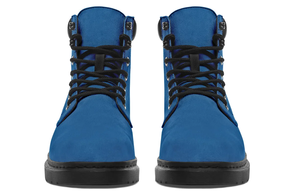 Cobalt Blue Classic Boots - High Quality Micro-Suede Weatherproof Vegan Shoes with Stitched on Soles