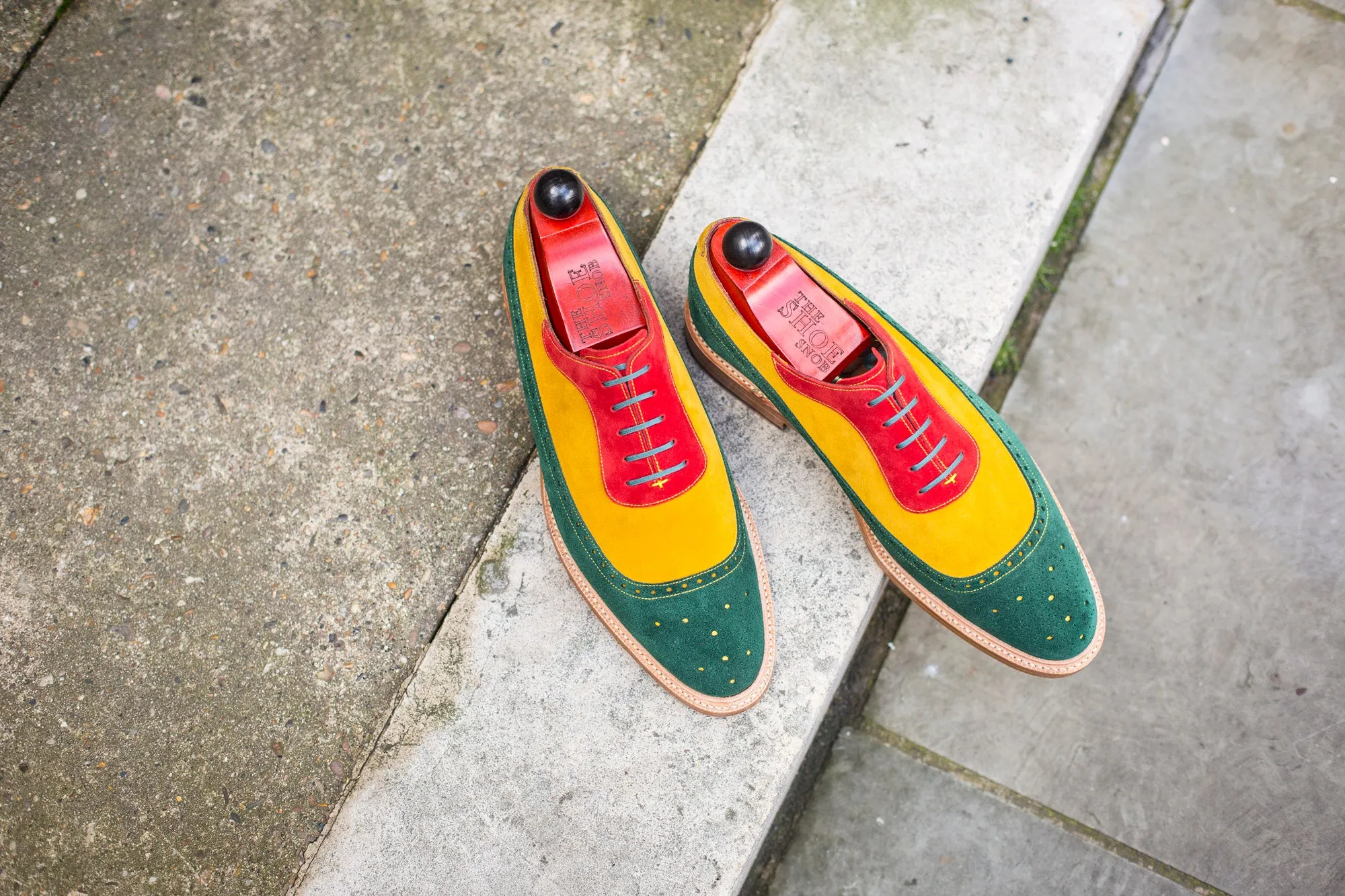 Edmonds - MTO - Green, Red, Yellow Suede - LPB Last - Storm Welt - Natural Double Leather Sole