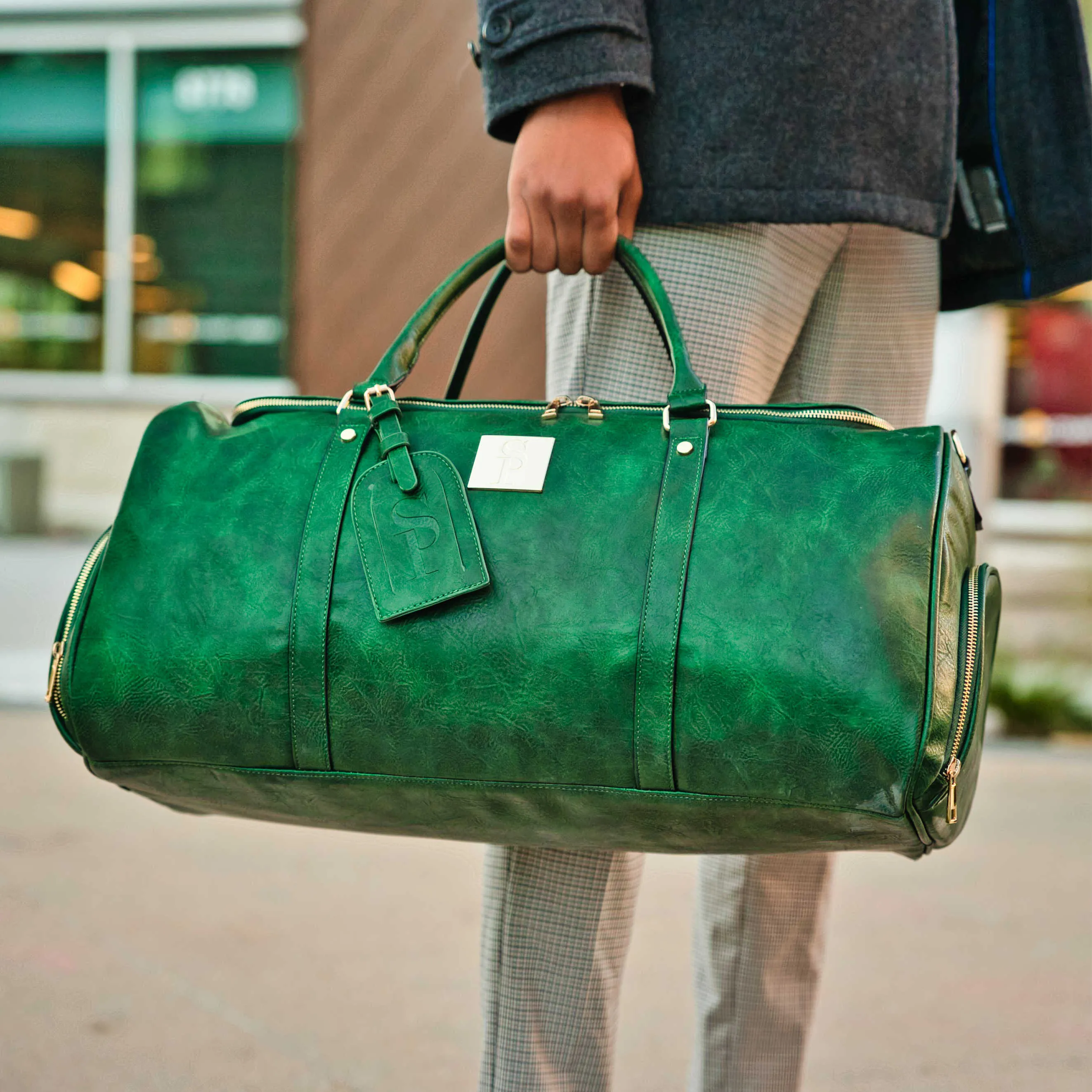 Emerald Green Luciano Leather Duffle Bag (New Weekender Design)