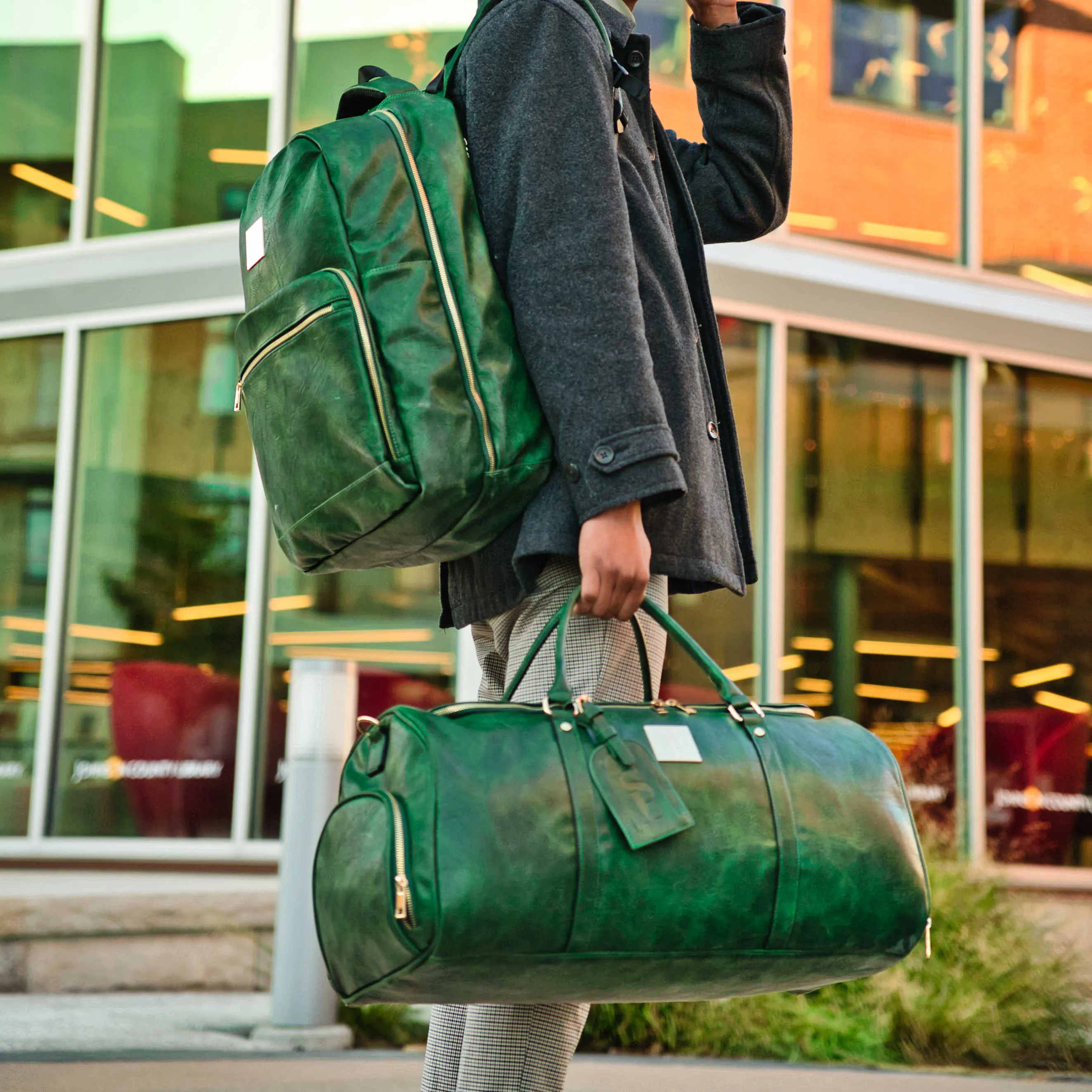 Emerald Green Luciano Leather Duffle Bag (New Weekender Design)