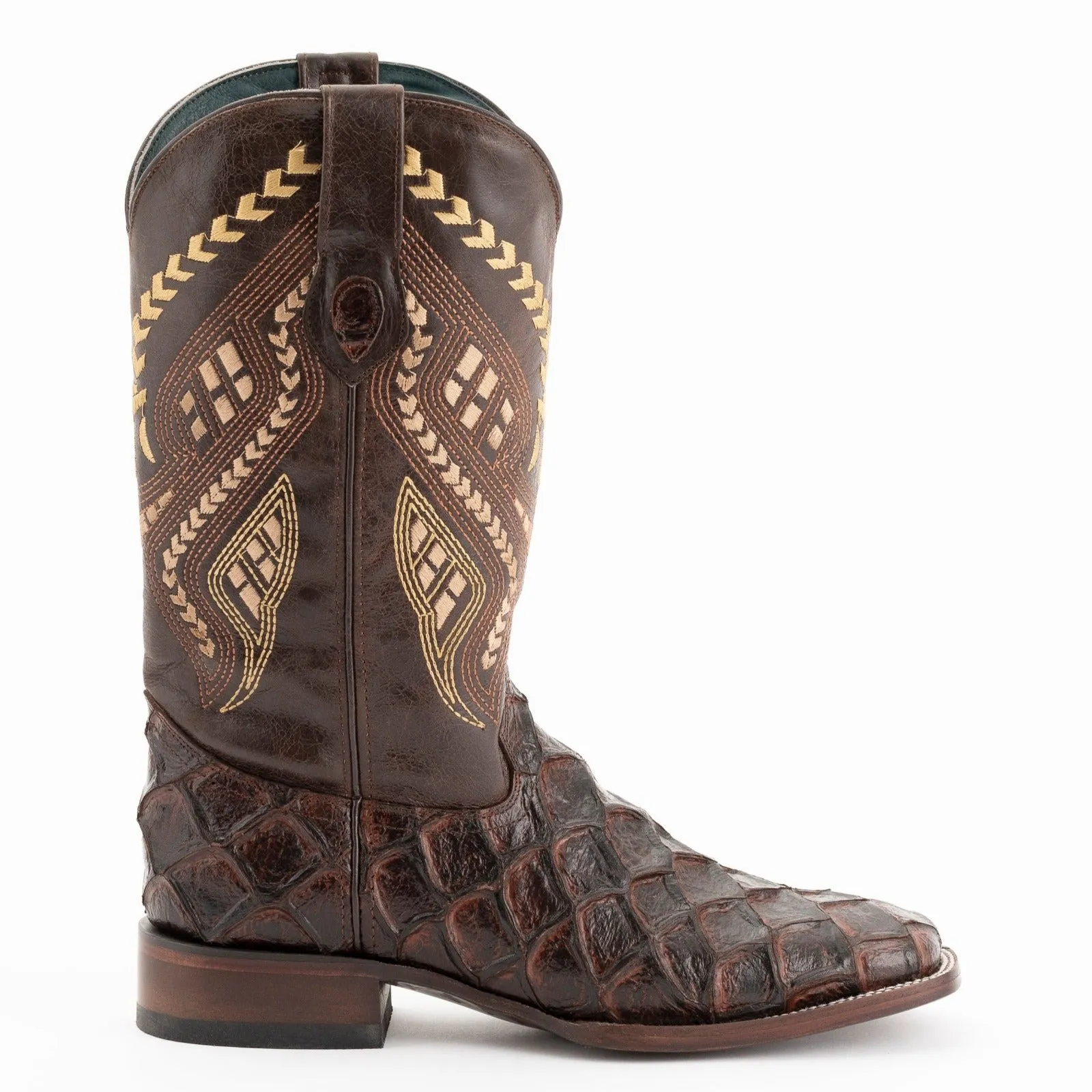 Ferrini Men's Bronco Pirarucu Print Square Toe Boots 43393-09