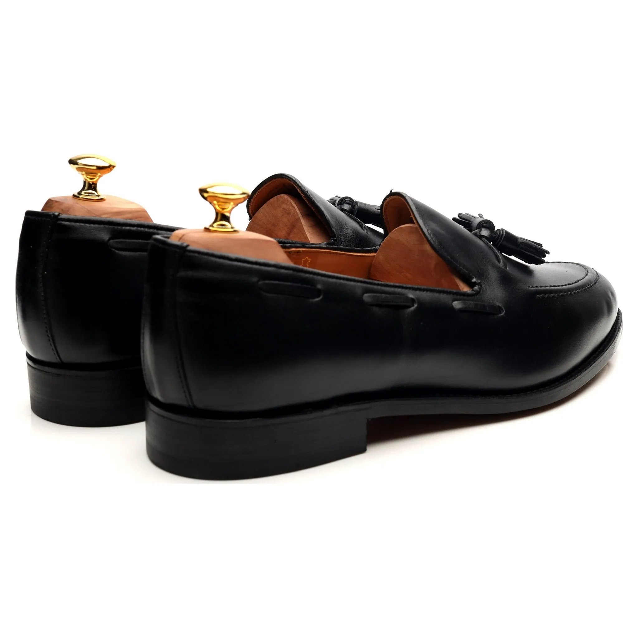 'Finchley' Black Leather Tassel Loafers UK 12 F