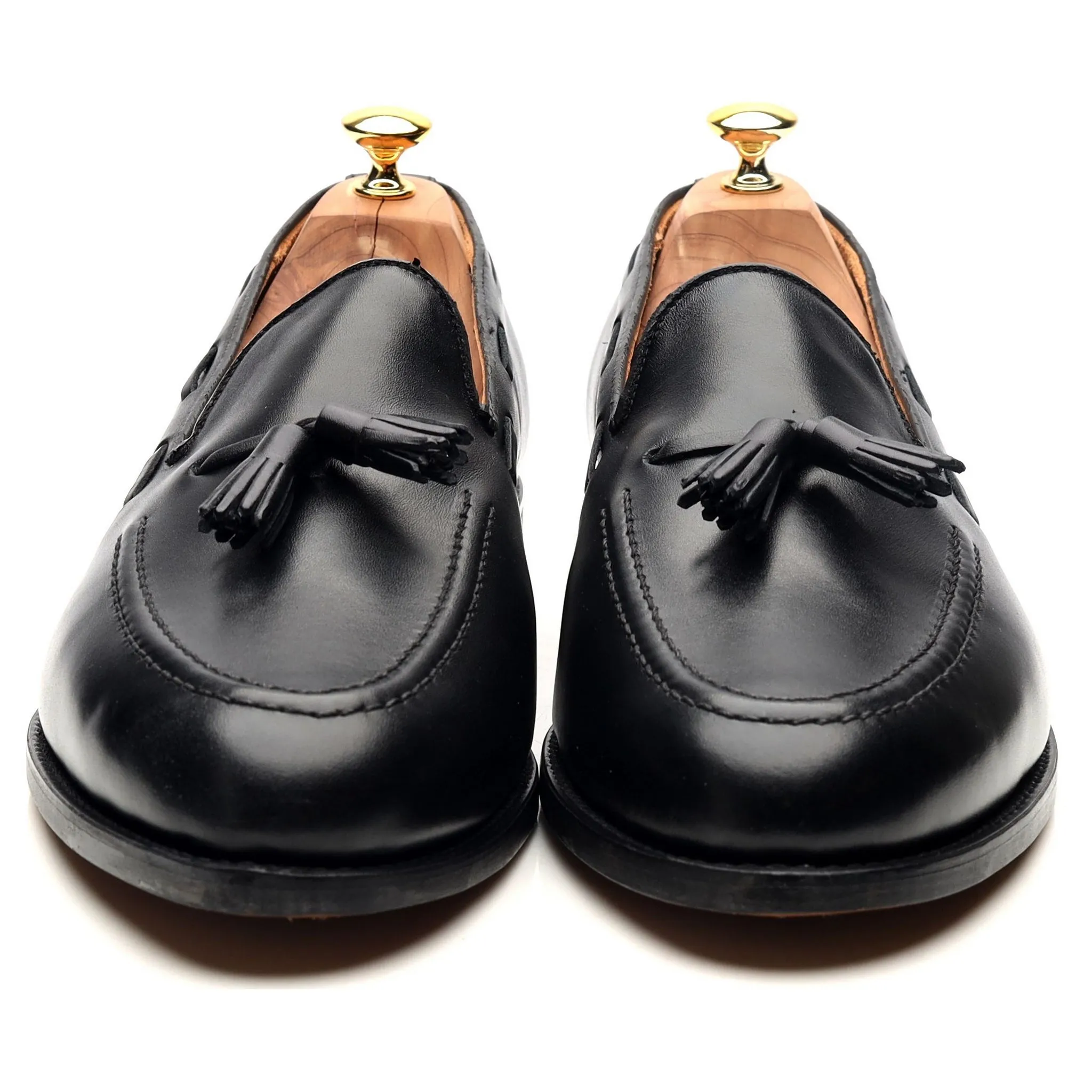 'Finchley' Black Leather Tassel Loafers UK 12 F