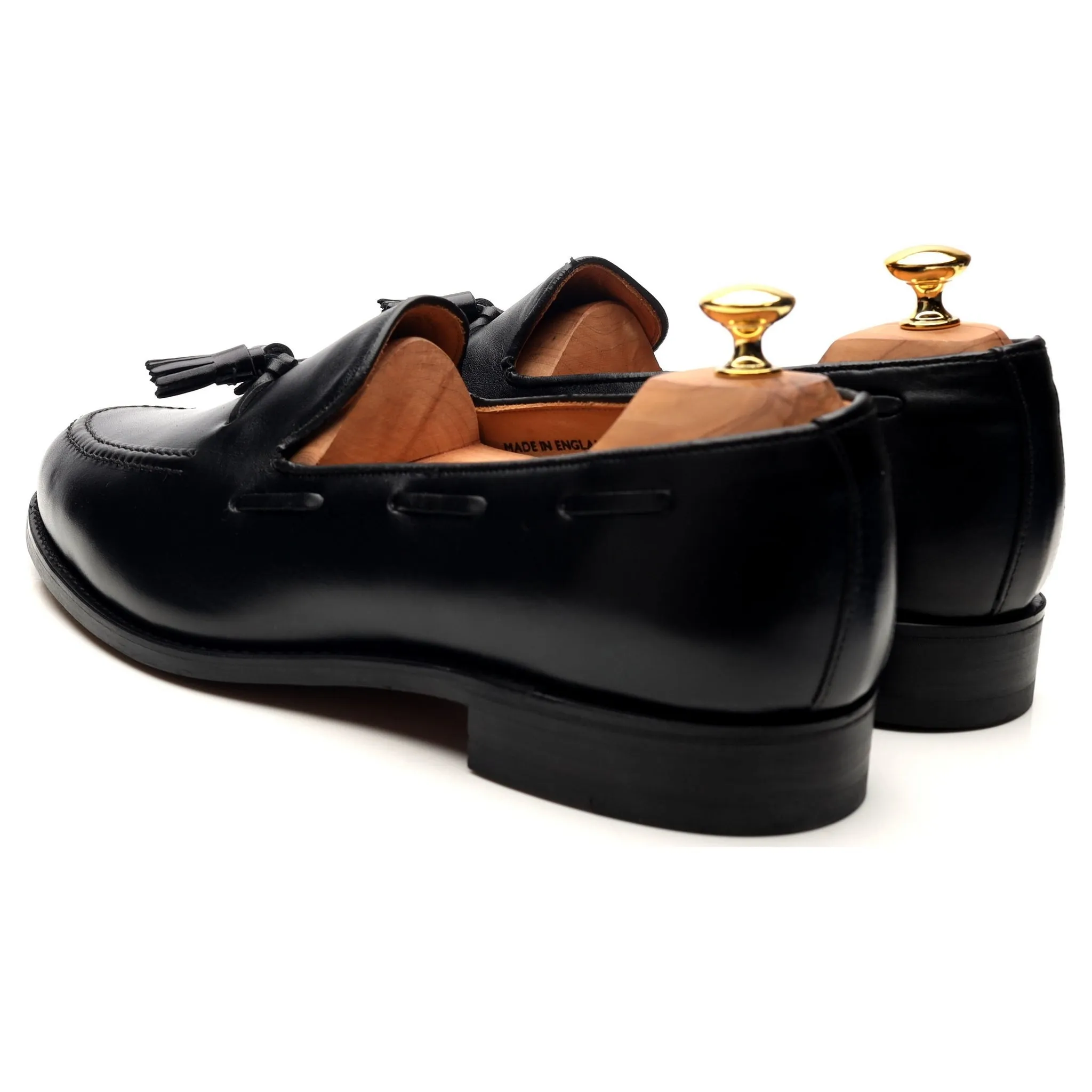 'Finchley' Black Leather Tassel Loafers UK 12 F