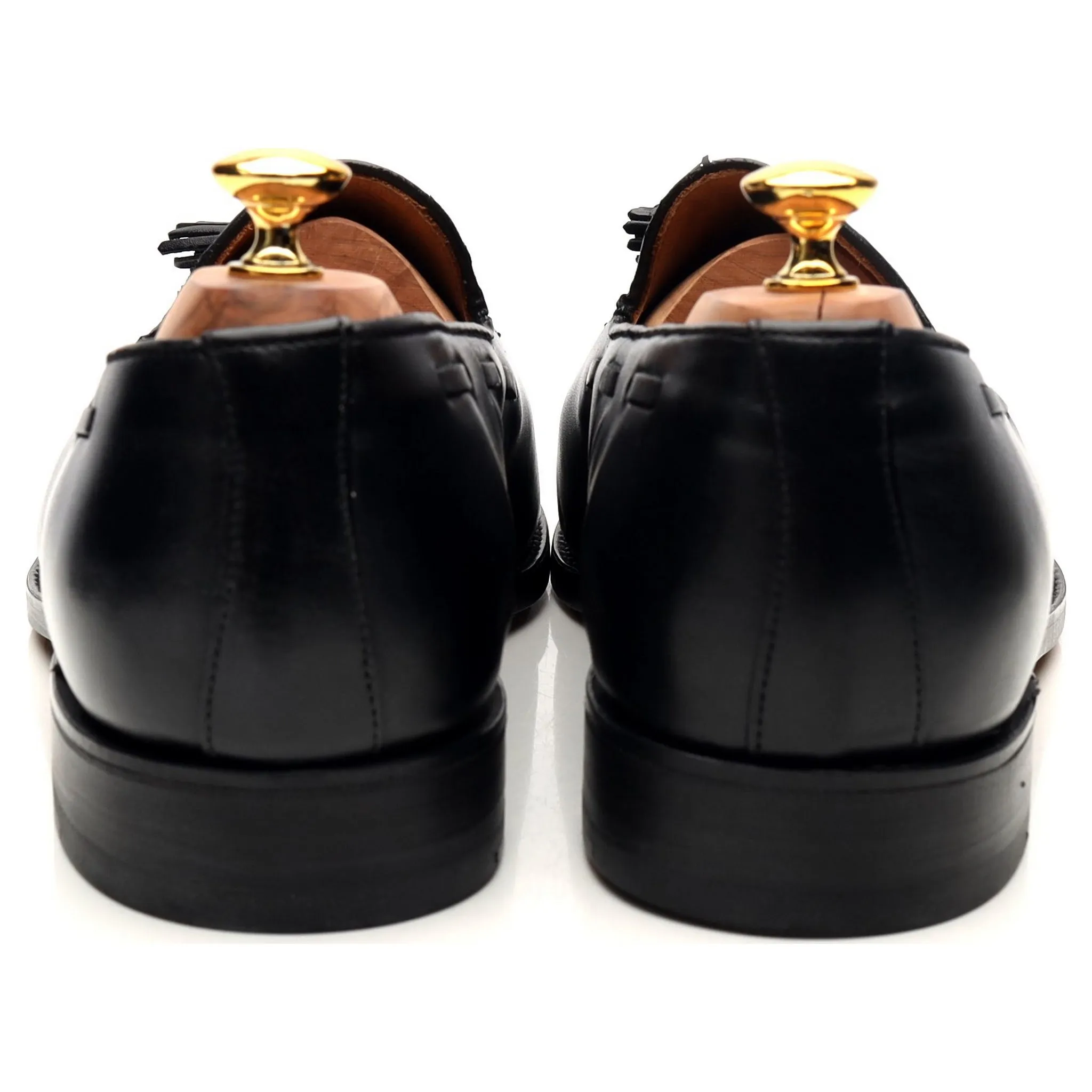 'Finchley' Black Leather Tassel Loafers UK 12 F