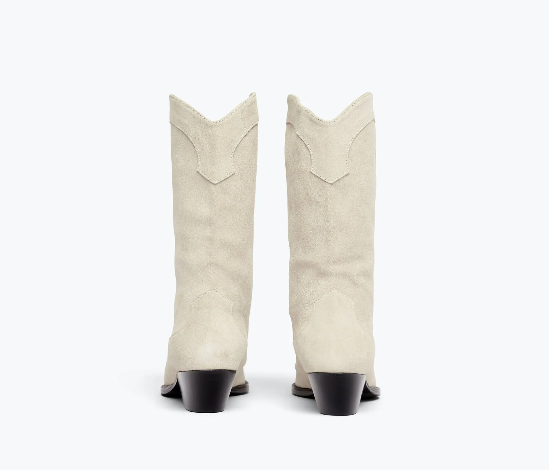 Freda Salvador Loretta Western Mid Boots in Bone Suede