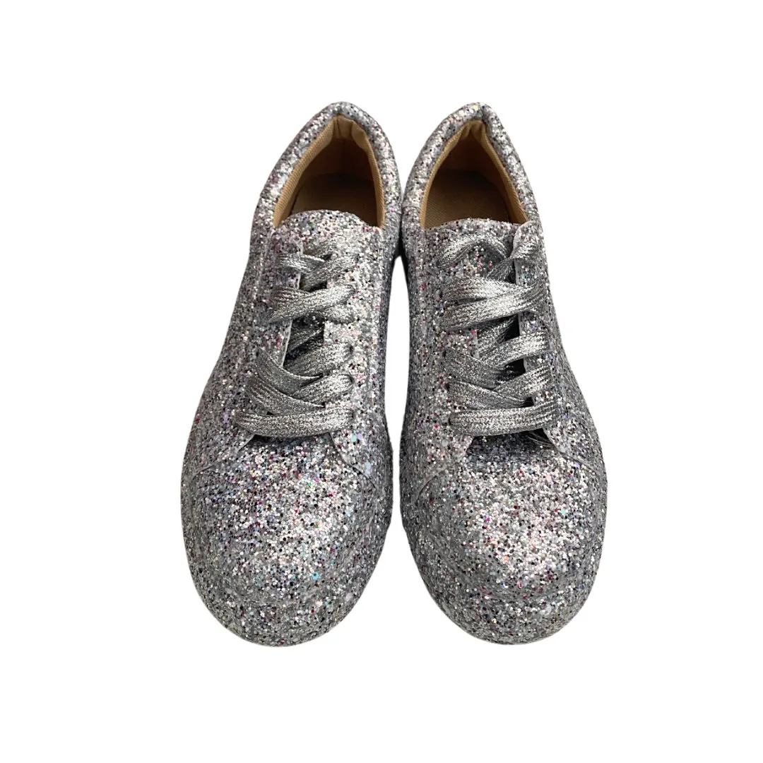 Glitter Lace-up Runners Silver SIZE 37