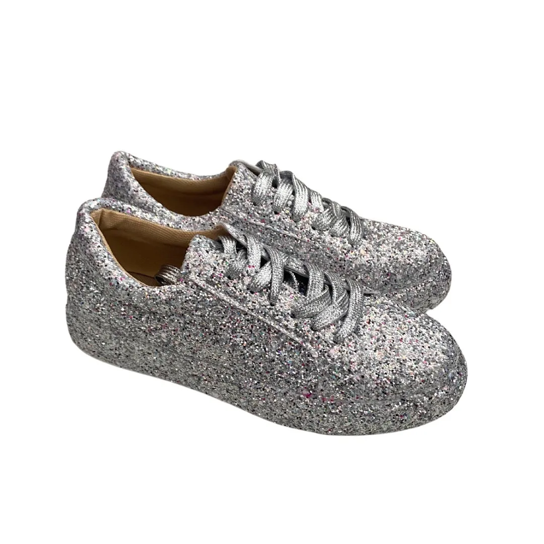 Glitter Lace-up Runners Silver SIZE 37