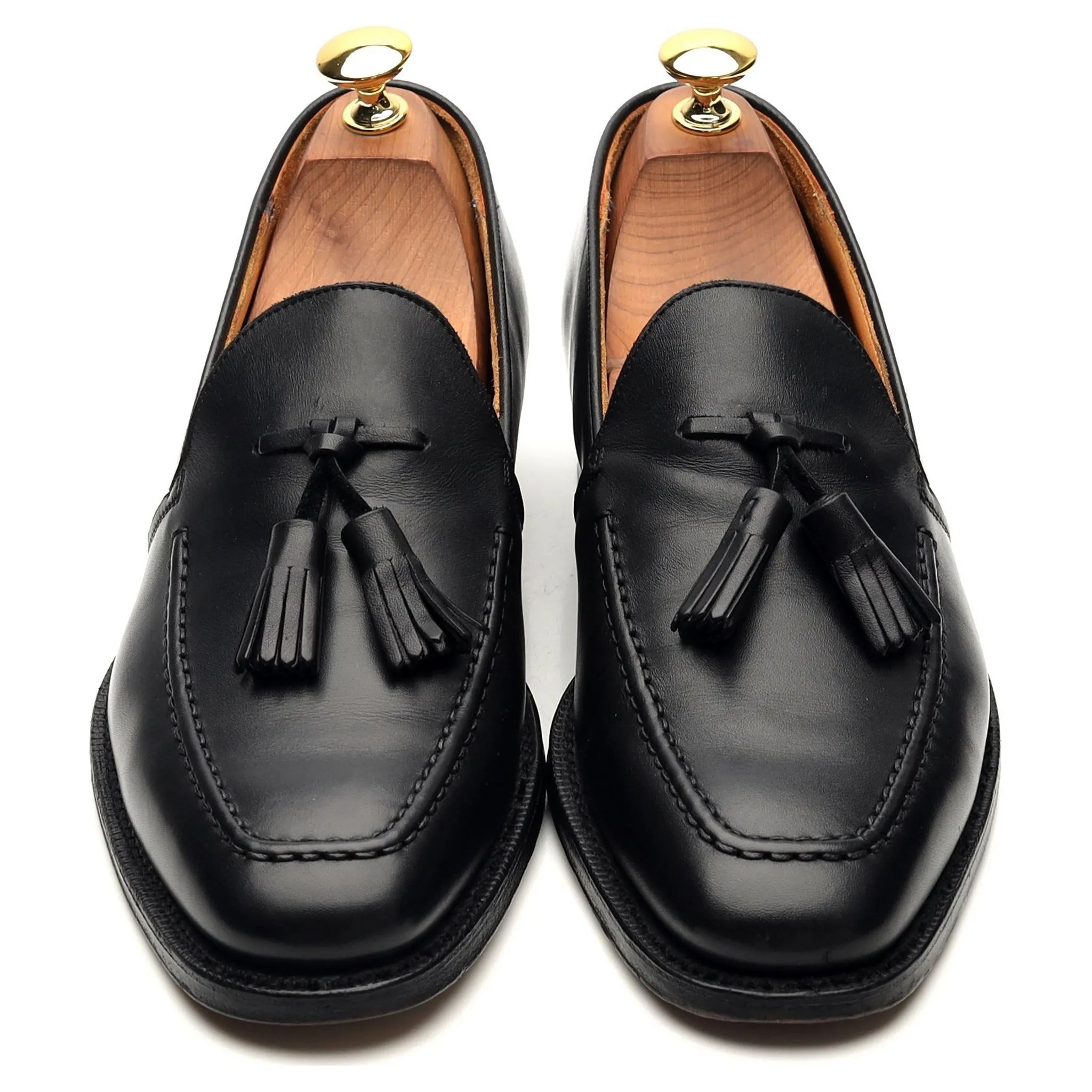 'Harrold' Black Leather Tassel Loafers UK 6 F