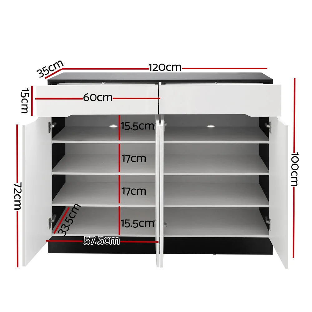 High-Gloss Shoe Rack Cabinet 24 Pairs Storage – Artiss