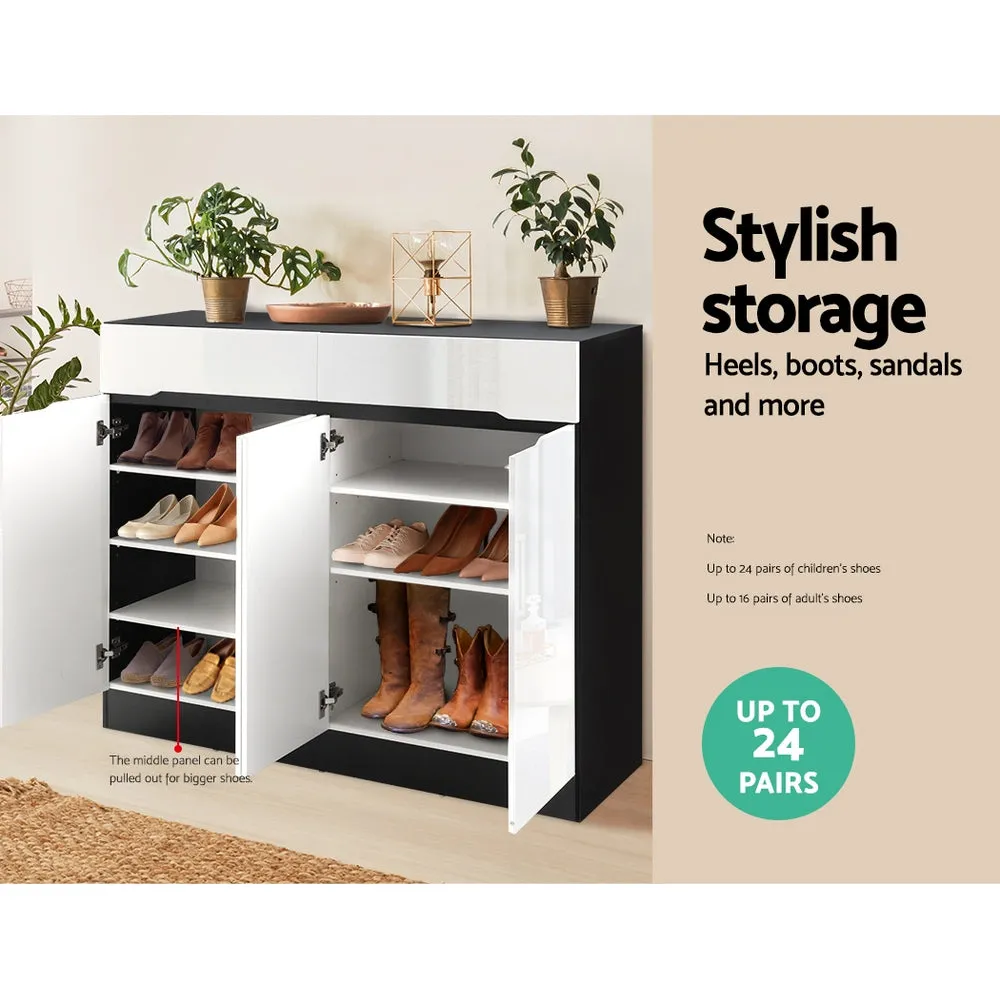 High-Gloss Shoe Rack Cabinet 24 Pairs Storage – Artiss