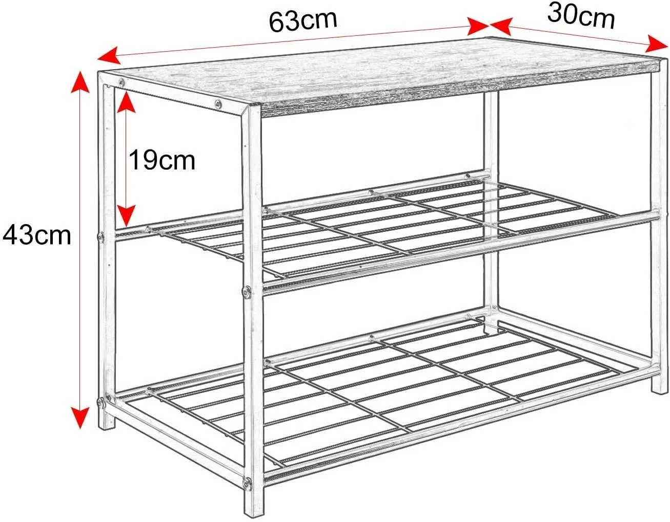 Indian Decor. 45999 Shoe Rack 2 Tier Shoe Bench with Seat Standing, Metal Wood Shoe Storage Cabinet cupboards Organizer for Hallway Made in India