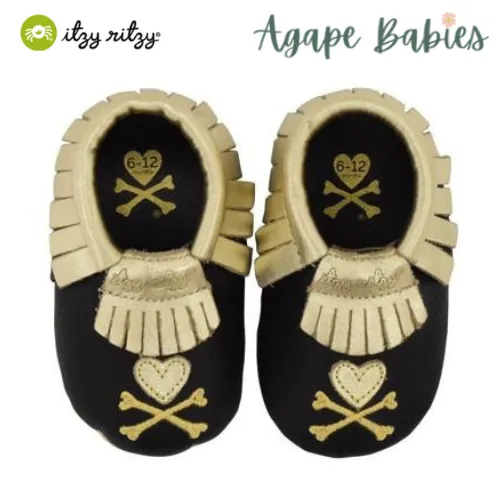 Itzy Ritzy Moc Happens Leather Baby Moccasins Crossbones Tokidoki - Large (12-18months)