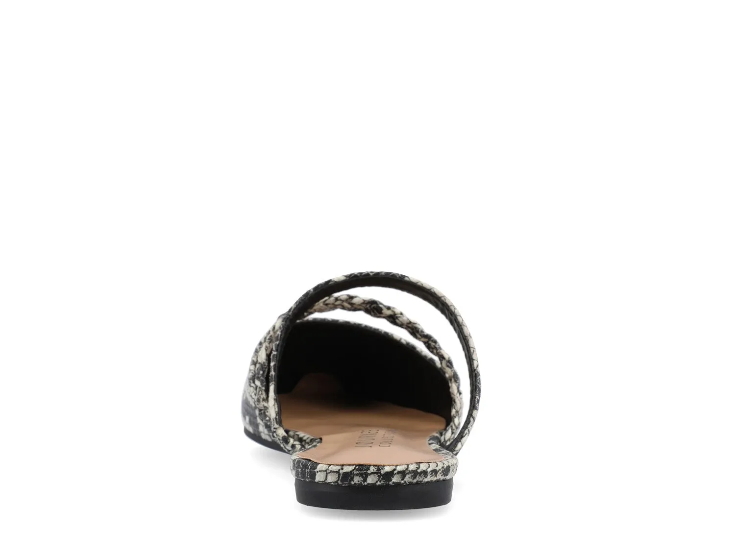 Journee Collection Faux Leather Snake Print Mules, Black-White