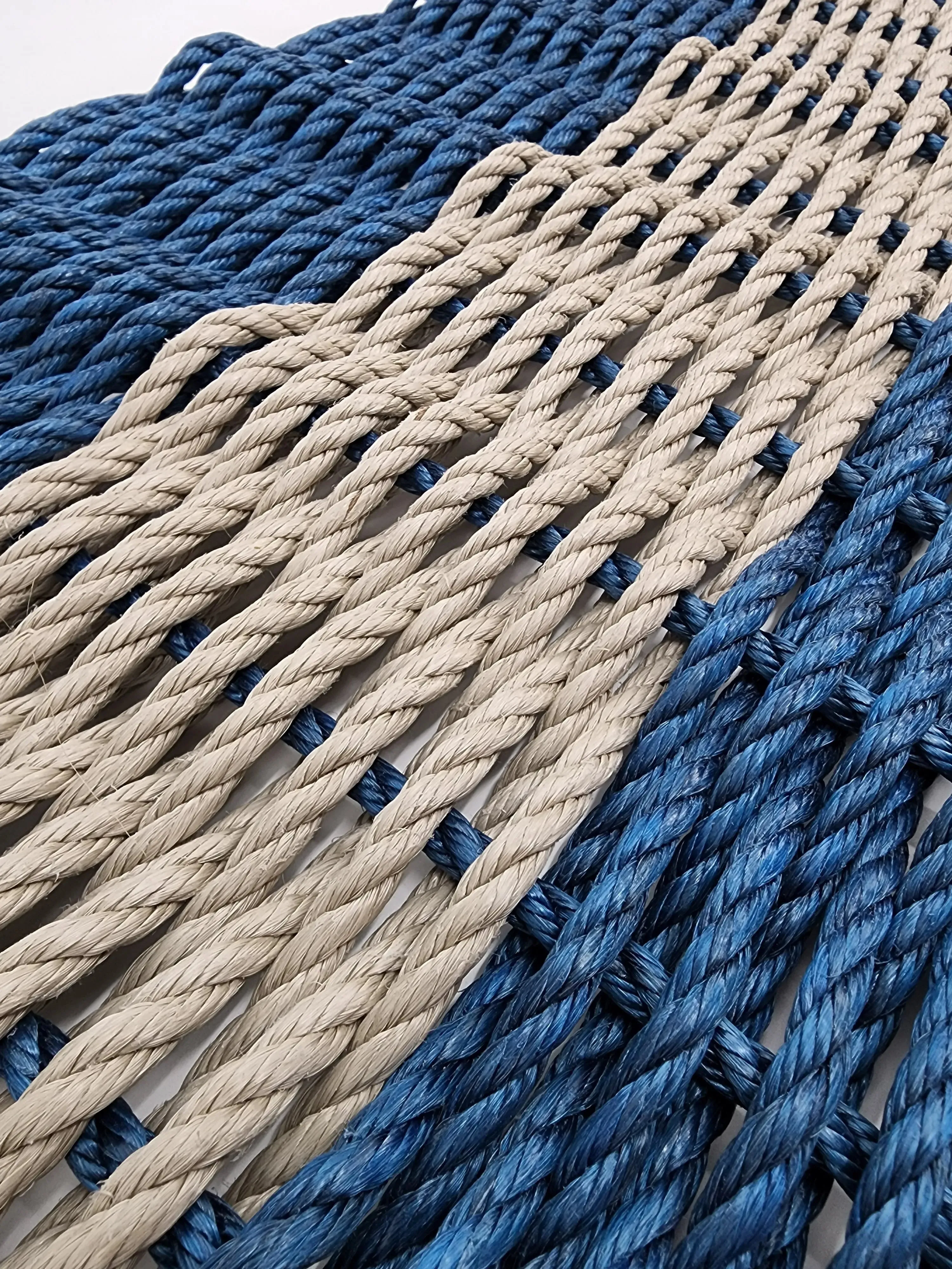 Lobster Rope Mat Navy Blue and Tan