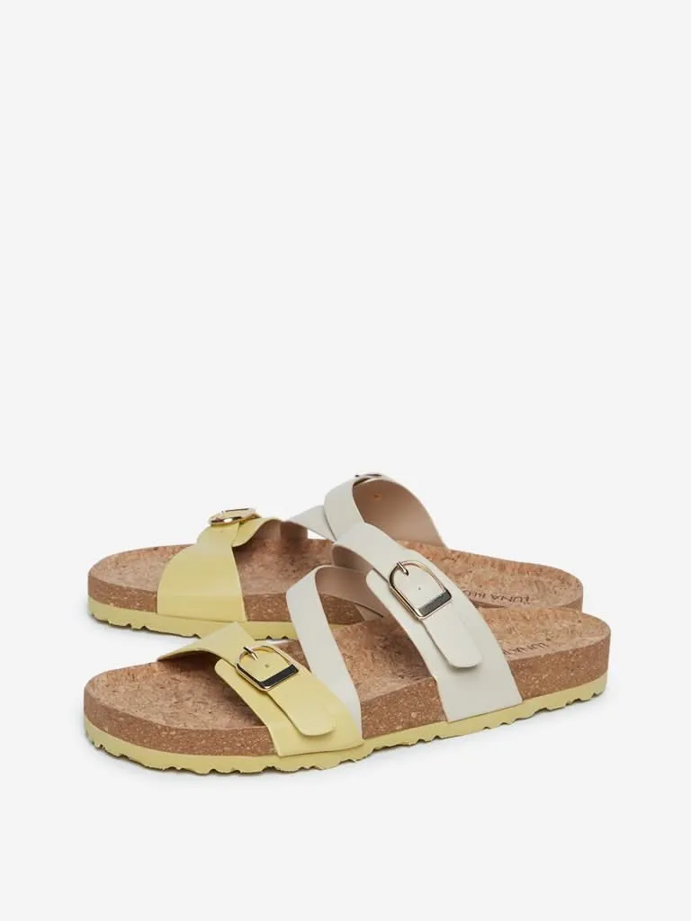 LUNA BLU Yellow Buckle Design Sandals