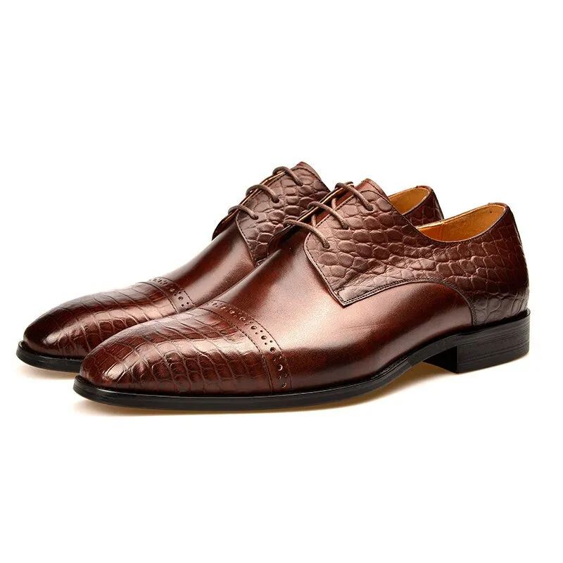 LuxeCroco Exotic Lace-Up Brogue Shoes