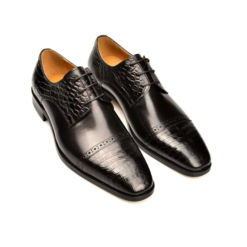 LuxeCroco Exotic Lace-Up Brogue Shoes