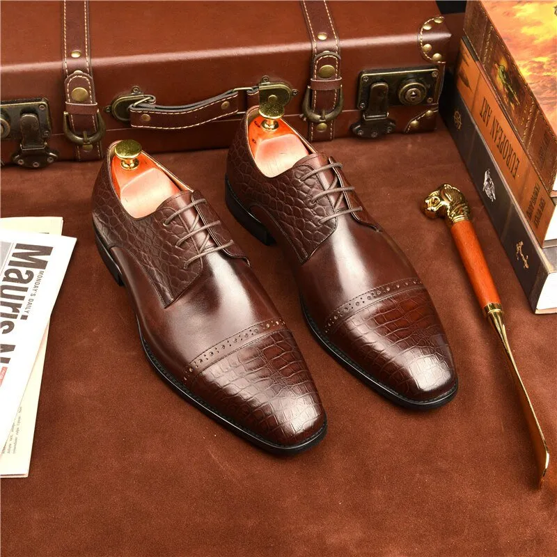 LuxeCroco Exotic Lace-Up Brogue Shoes