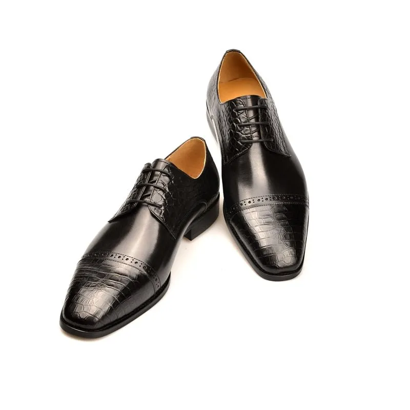 LuxeCroco Exotic Lace-Up Brogue Shoes