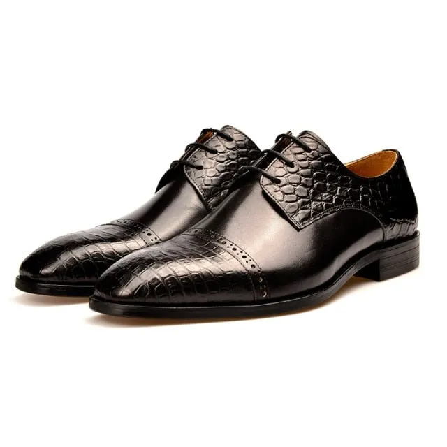 LuxeCroco Exotic Lace-Up Brogue Shoes