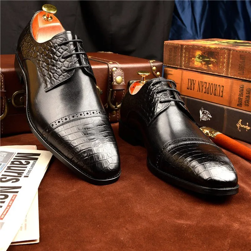 LuxeCroco Exotic Lace-Up Brogue Shoes